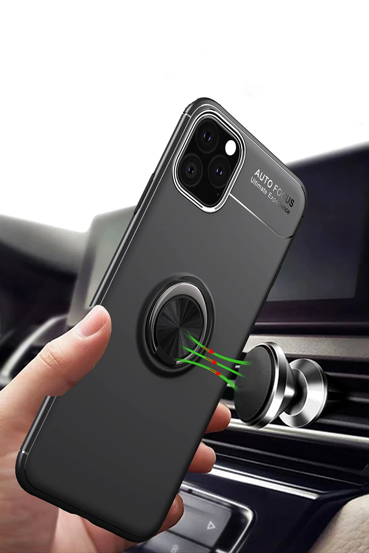 Newface iPhone 11 Pro Max Kılıf Range Yüzüklü Silikon - Kırmızı
