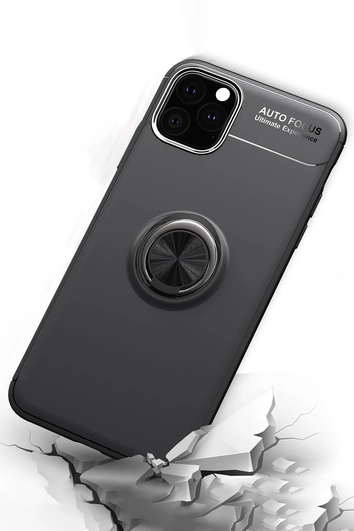 Newface iPhone 11 Pro Kılıf Range Yüzüklü Silikon - Siyah-Kırmızı
