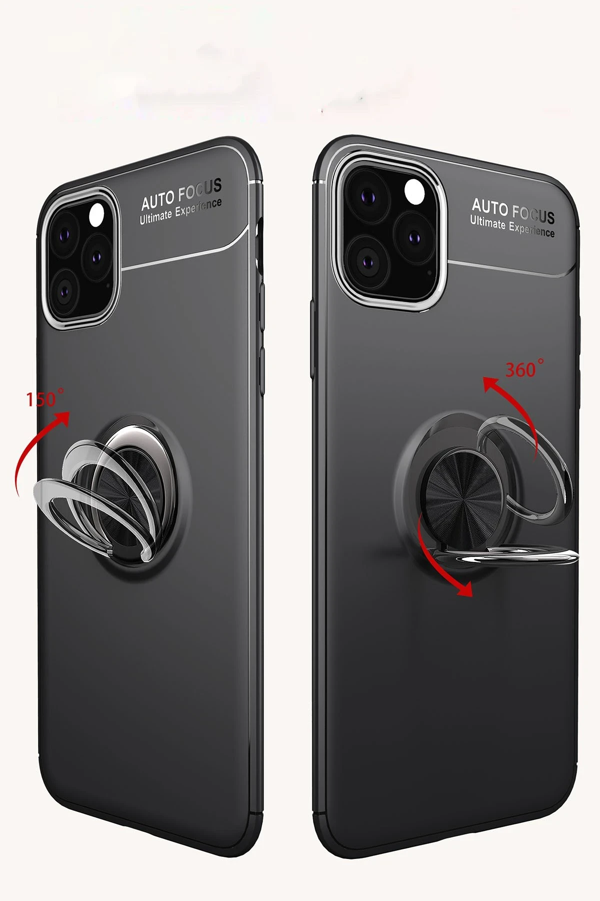 Newface iPhone 11 Pro Kılıf Range Yüzüklü Silikon - Siyah-Mavi