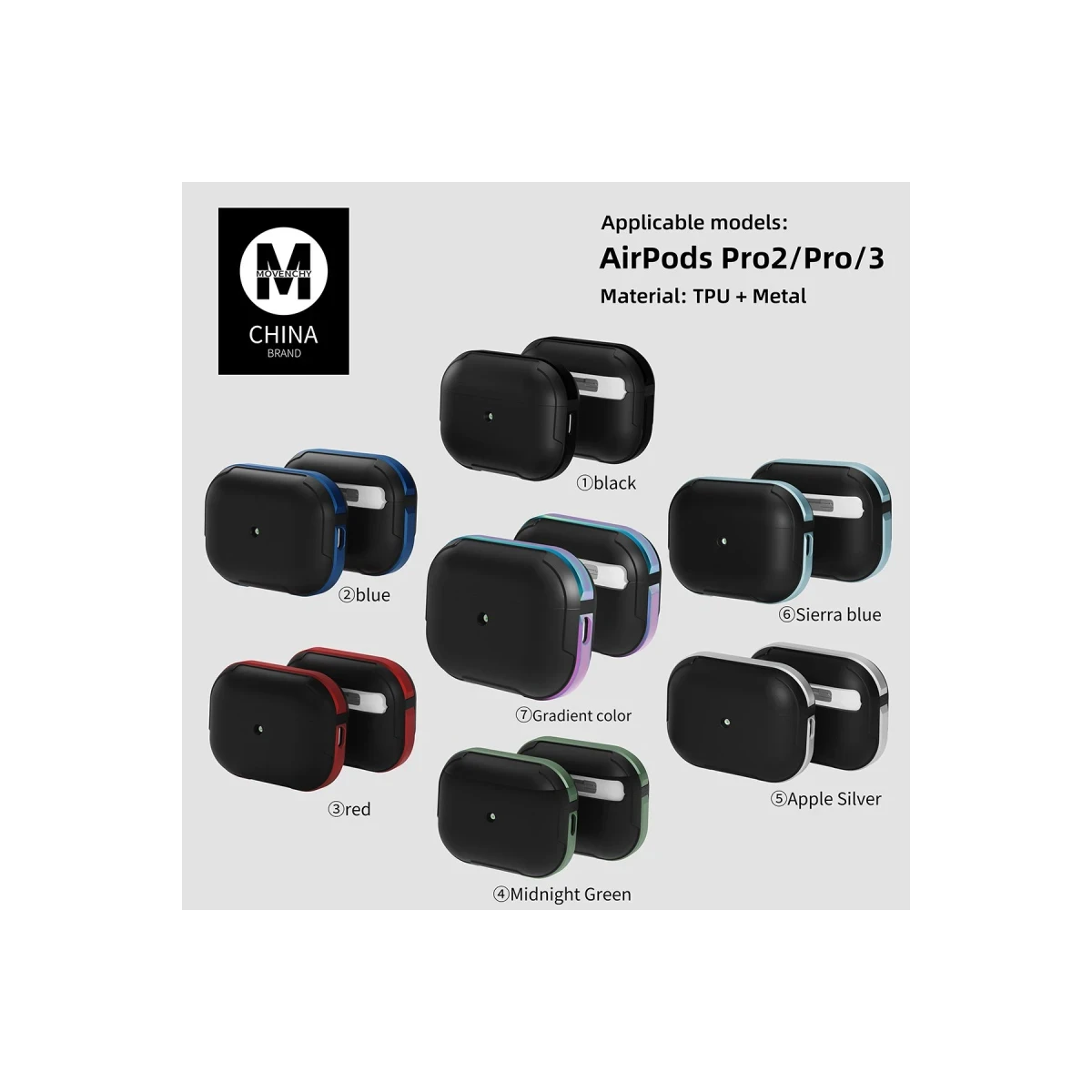 Movenchy Apple Airpods Pro 2 (2.nesil) MO-A8 Armor Kılıf - Siyah — görsel 9