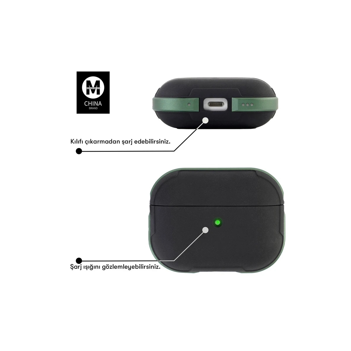 Movenchy Apple Airpods Pro 2 (2.nesil) MO-A8 Armor Kılıf - Siyah — görsel 10