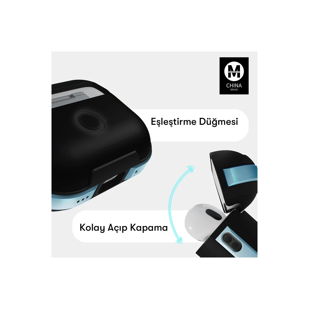 Movenchy Apple Airpods Pro 2 (2.nesil) MO-A8 Armor Kılıf - Siyah — görsel 11