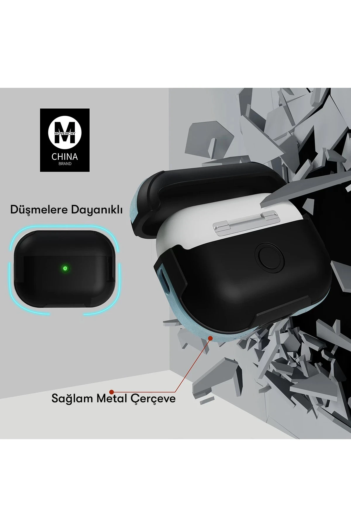 Movenchy Apple Airpods Pro 2 (2.nesil) MO-A8 Armor Kılıf - Siyah — görsel 6