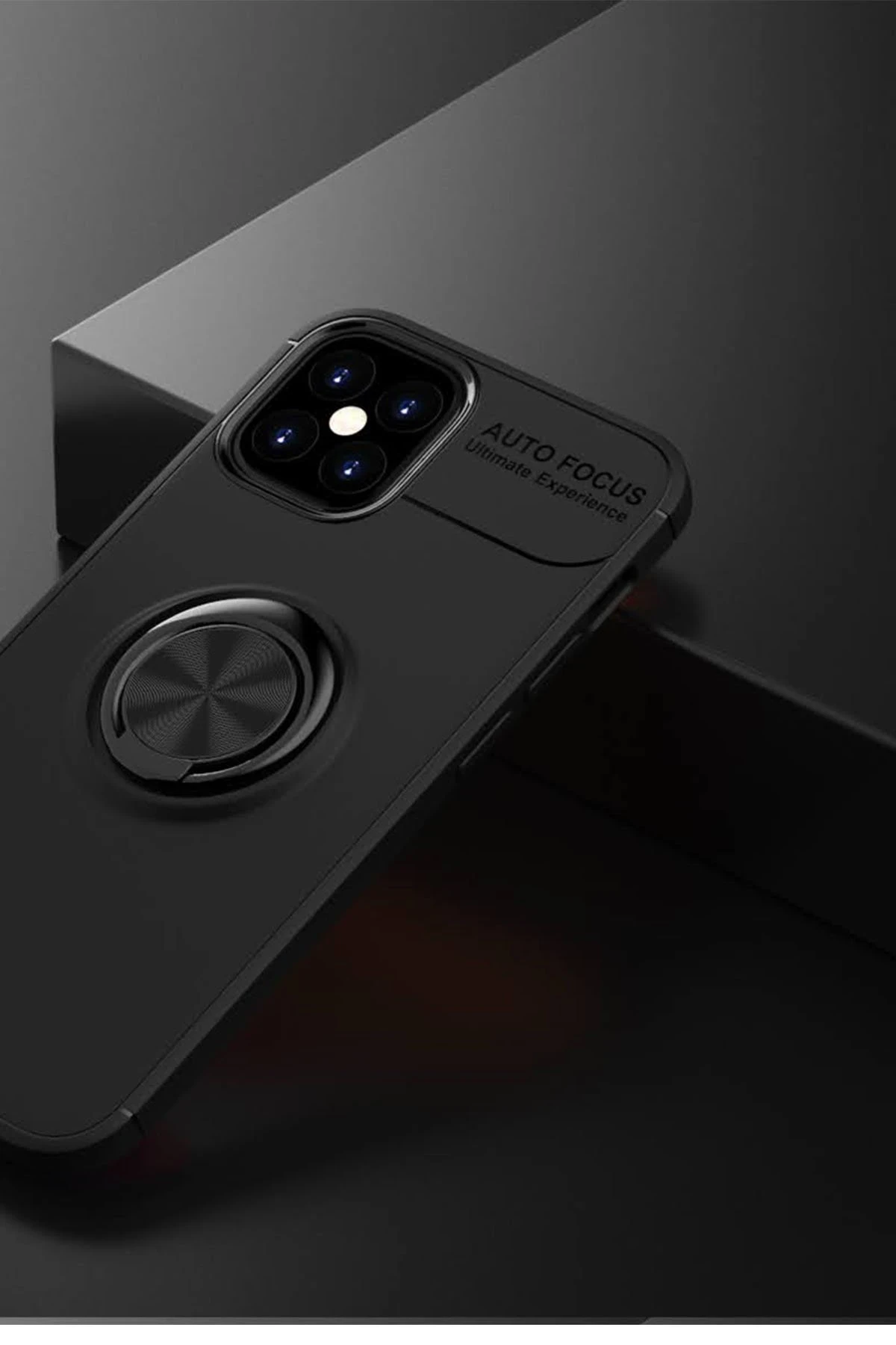 Newface iPhone 12 Mini Kılıf Range Yüzüklü Silikon - Siyah
