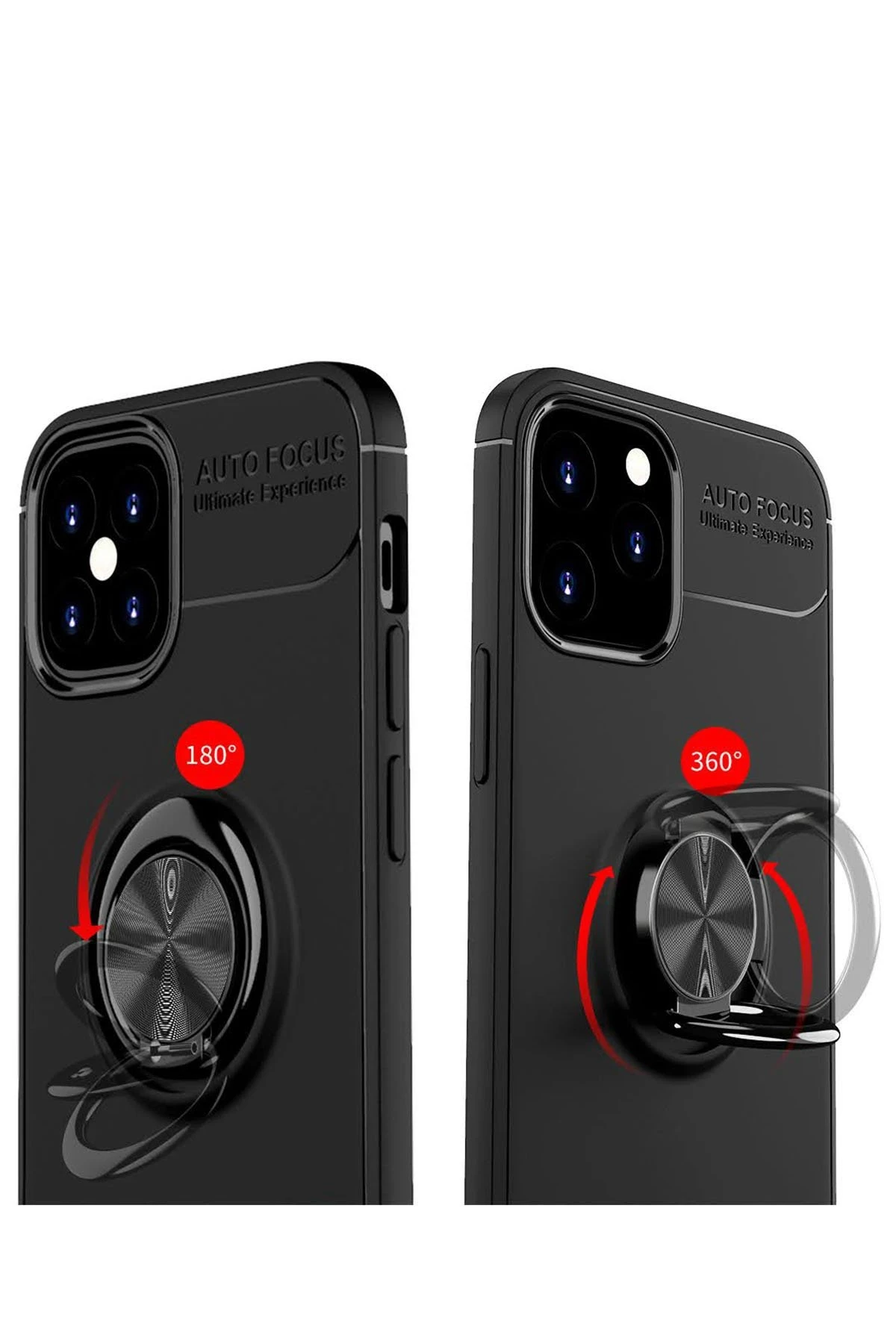 Newface iPhone 12 Mini Kılıf Range Yüzüklü Silikon - Siyah