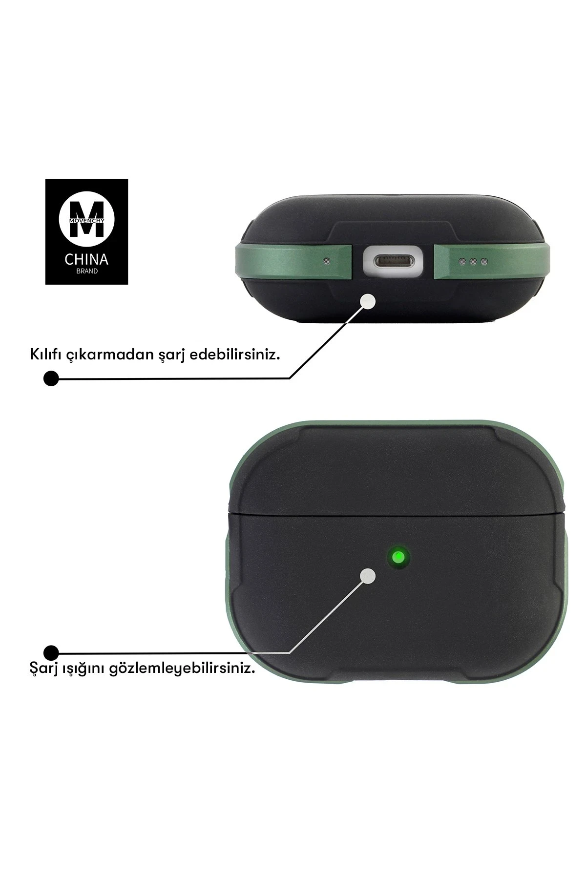 Movenchy Airpods Pro 2 (2.nesil) MO-A8 Armor Kılıf - Gümüş