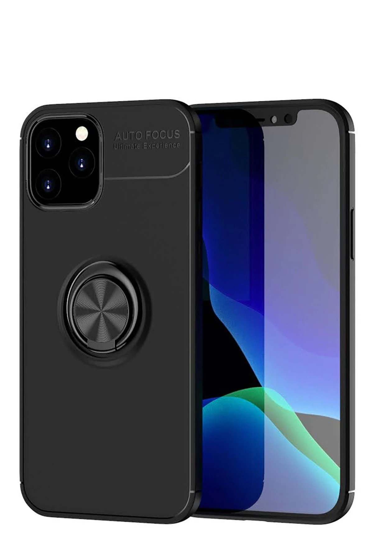 Newface Apple iPhone 12 Kılıf Range Yüzüklü Silikon - Siyah