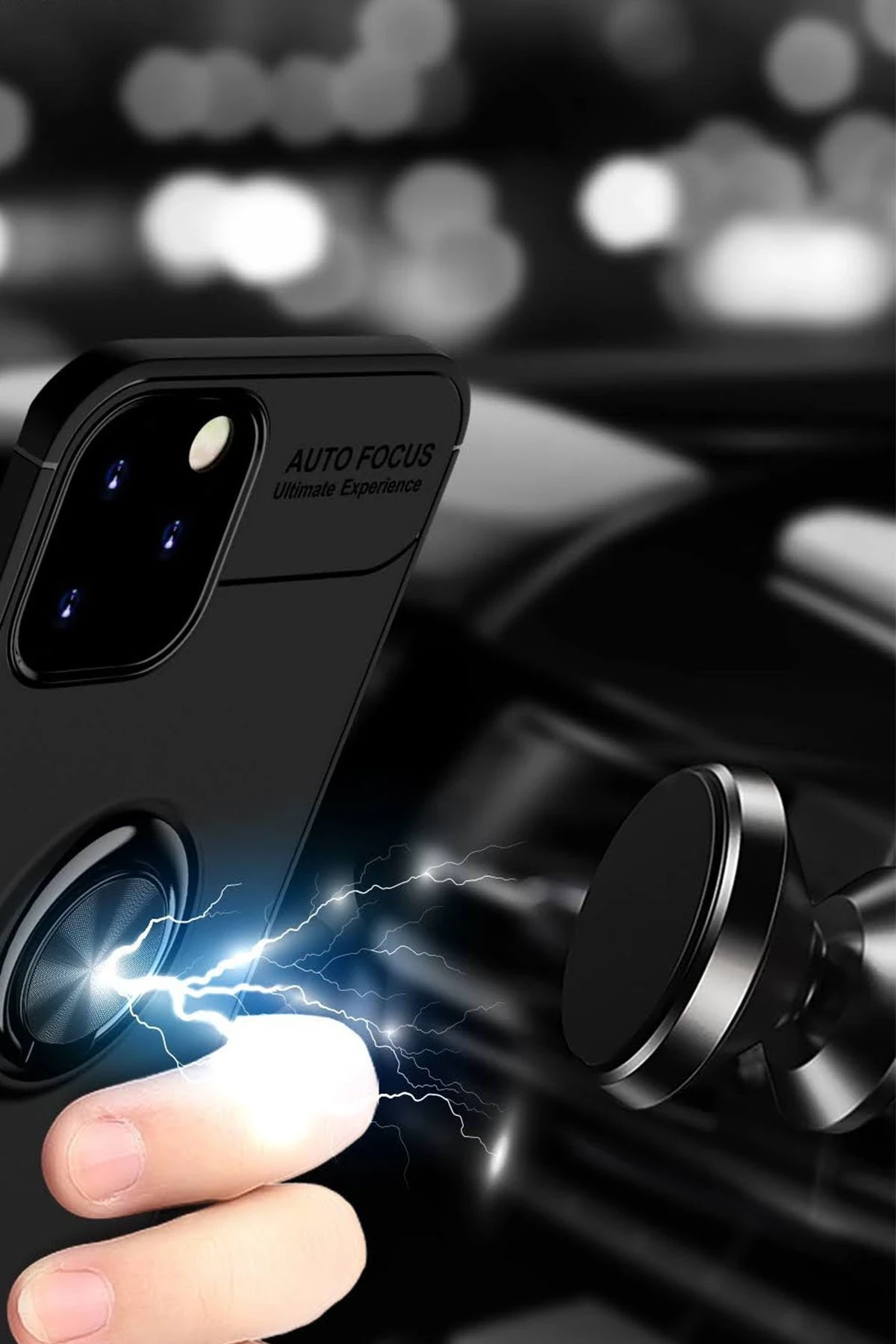 Newface Apple iPhone 12 Kılıf Range Yüzüklü Silikon - Siyah — görsel 4