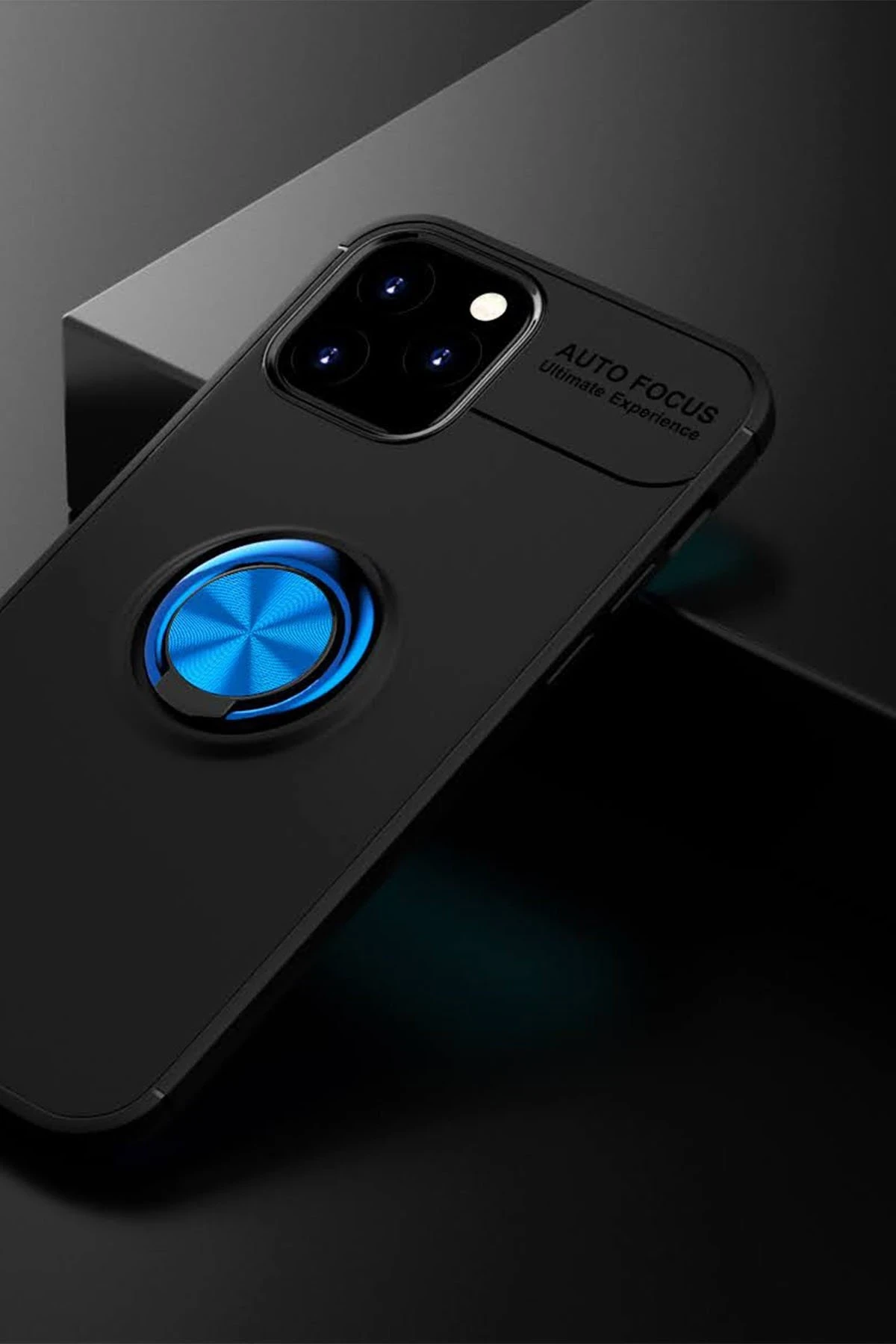 Newface iPhone 12 Kılıf Range Yüzüklü Silikon - Siyah-Mavi