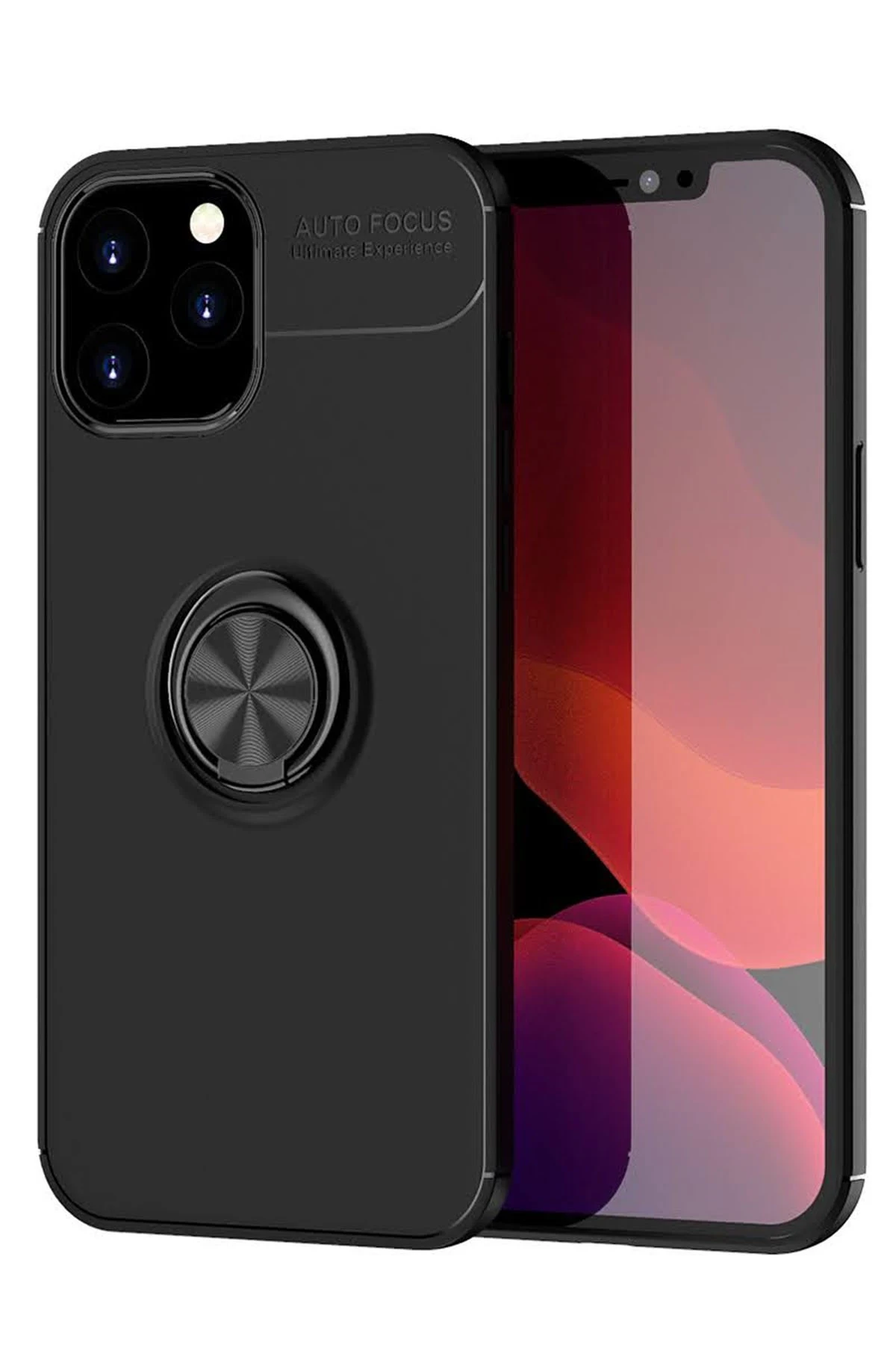 Newface Apple iPhone 12 Pro Max Kılıf Range Yüzüklü Silikon - Siyah