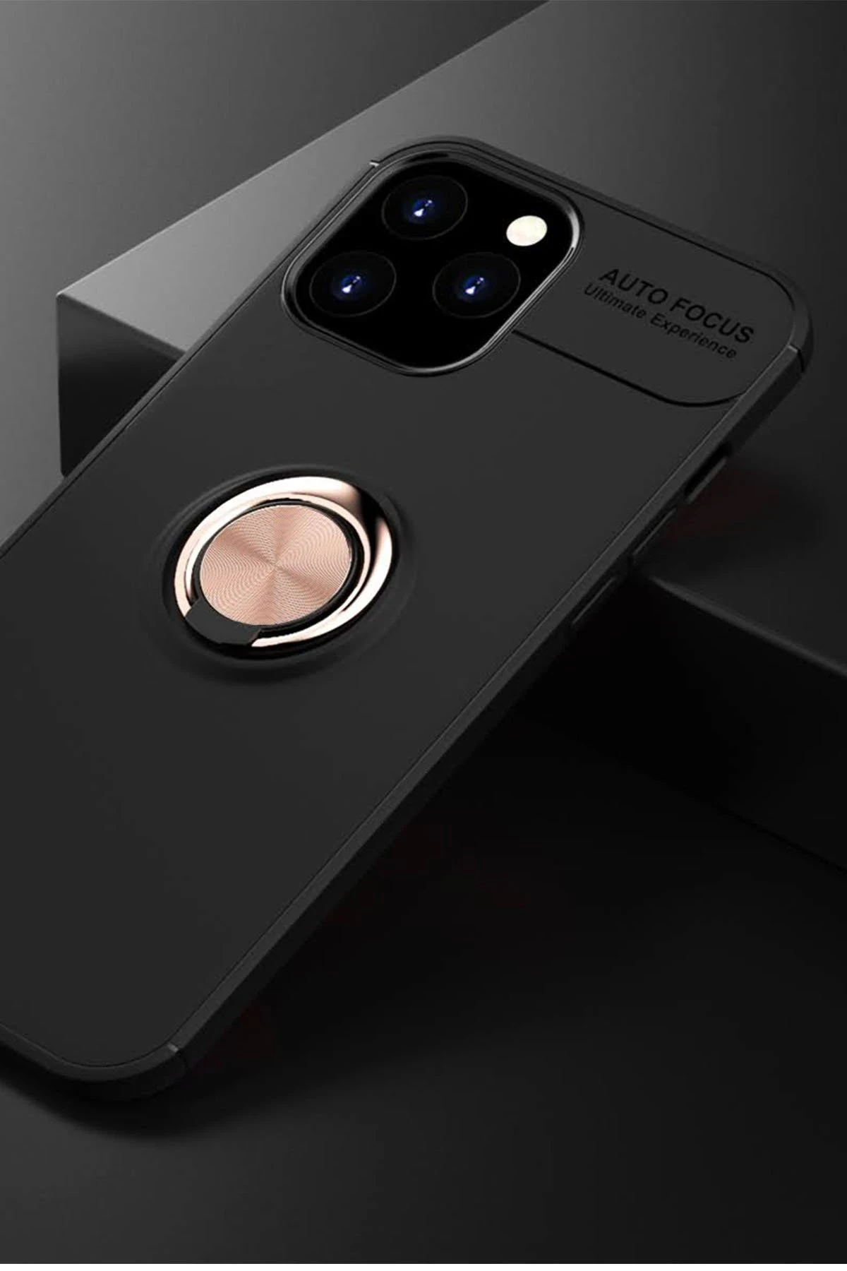 Newface iPhone 12 Pro Max Kılıf Range Yüzüklü Silikon - Siyah-Gold
