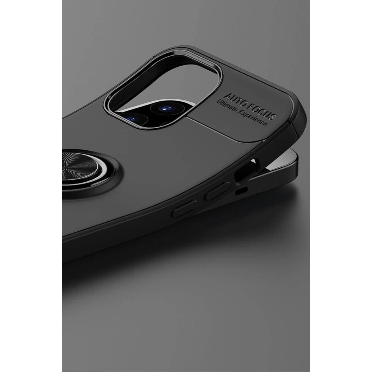 Newface Apple iPhone 12 Pro Max Kılıf Range Yüzüklü Silikon - Siyah-Gold