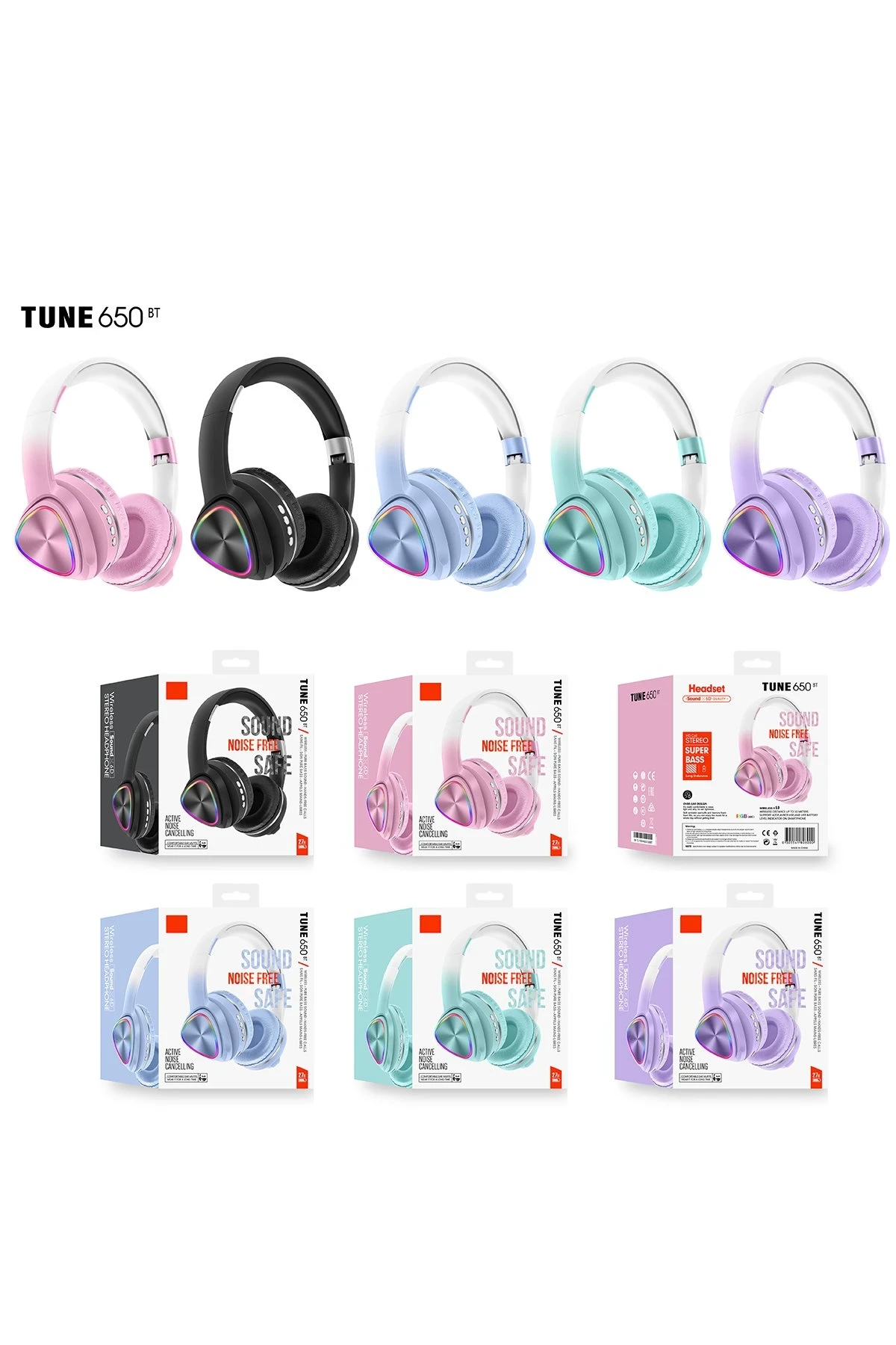 Karler Bass Tune 650 BT RGB Kablosuz Kafaüstü Kulaklık - Siyah — görsel 4
