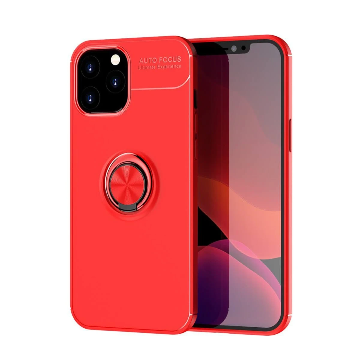 Newface Apple iPhone 12 Pro Max Kılıf Range Yüzüklü Silikon - Kırmızı