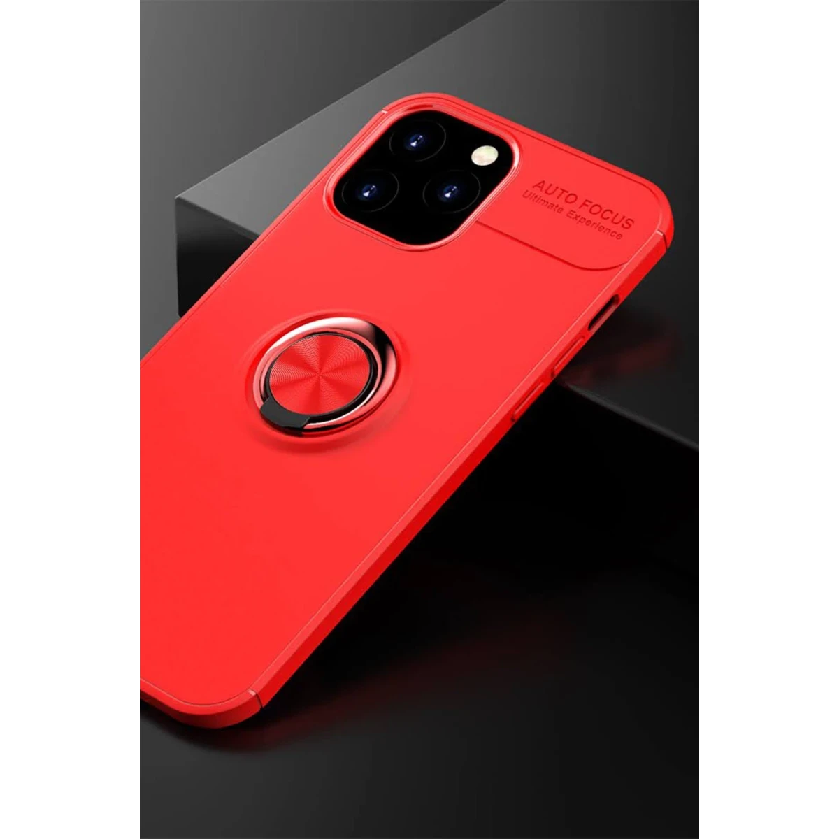 Newface Apple iPhone 12 Pro Max Kılıf Range Yüzüklü Silikon - Kırmızı