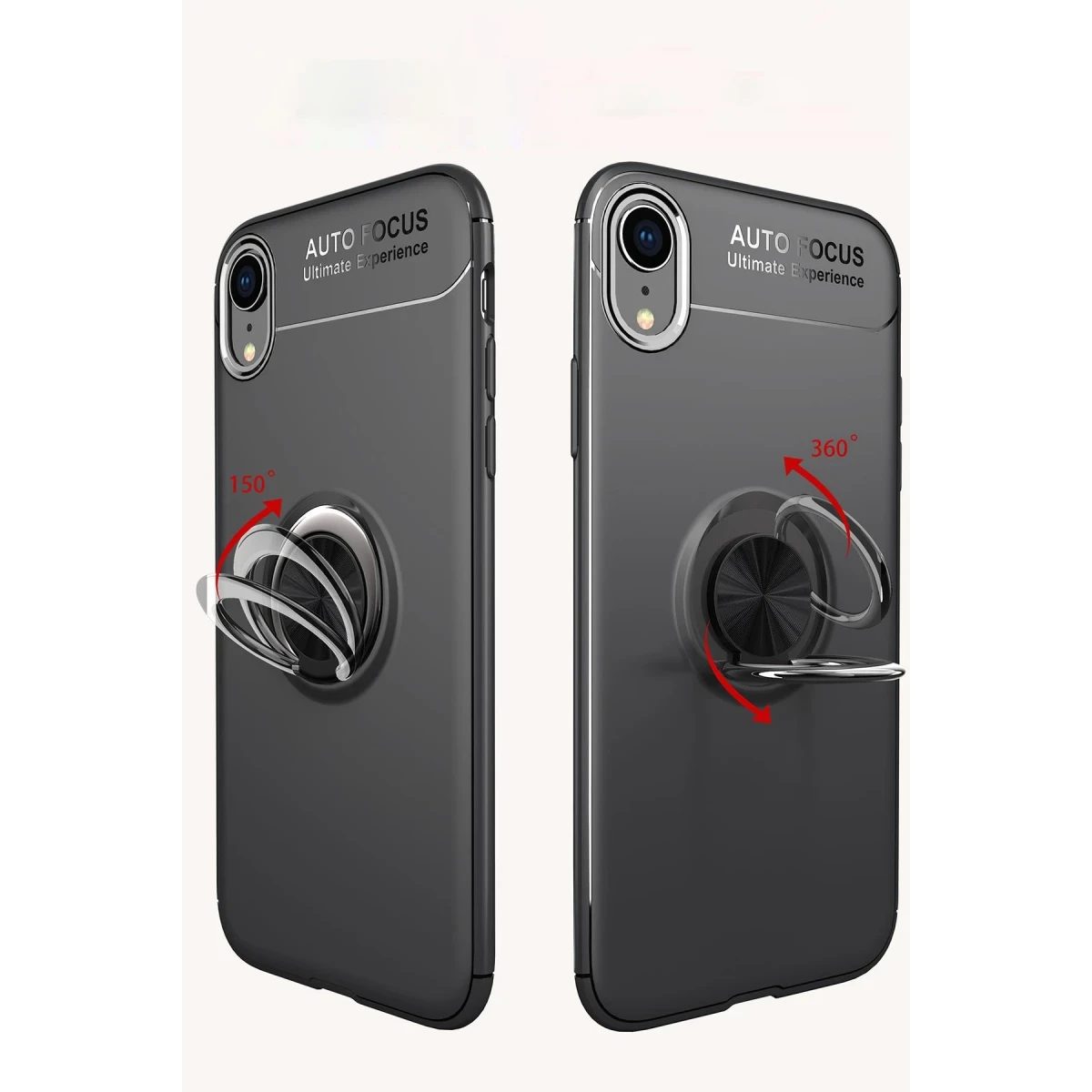 Newface Apple iPhone XR Kılıf Range Yüzüklü Silikon - Siyah-Gold — görsel 10