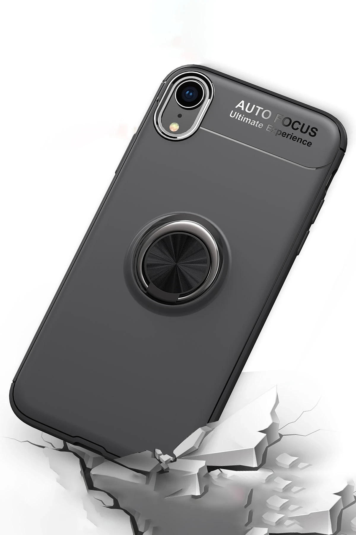Newface Apple iPhone XR Kılıf Range Yüzüklü Silikon - Siyah-Gold — görsel 6