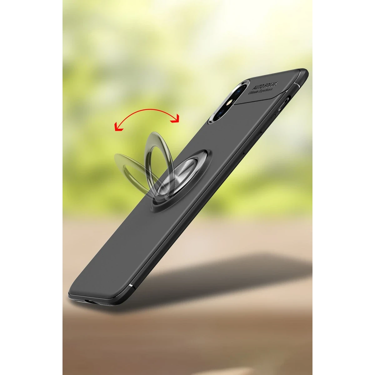 Newface Apple iPhone XS Kılıf Range Yüzüklü Silikon - Siyah-Kırmızı — görsel 11