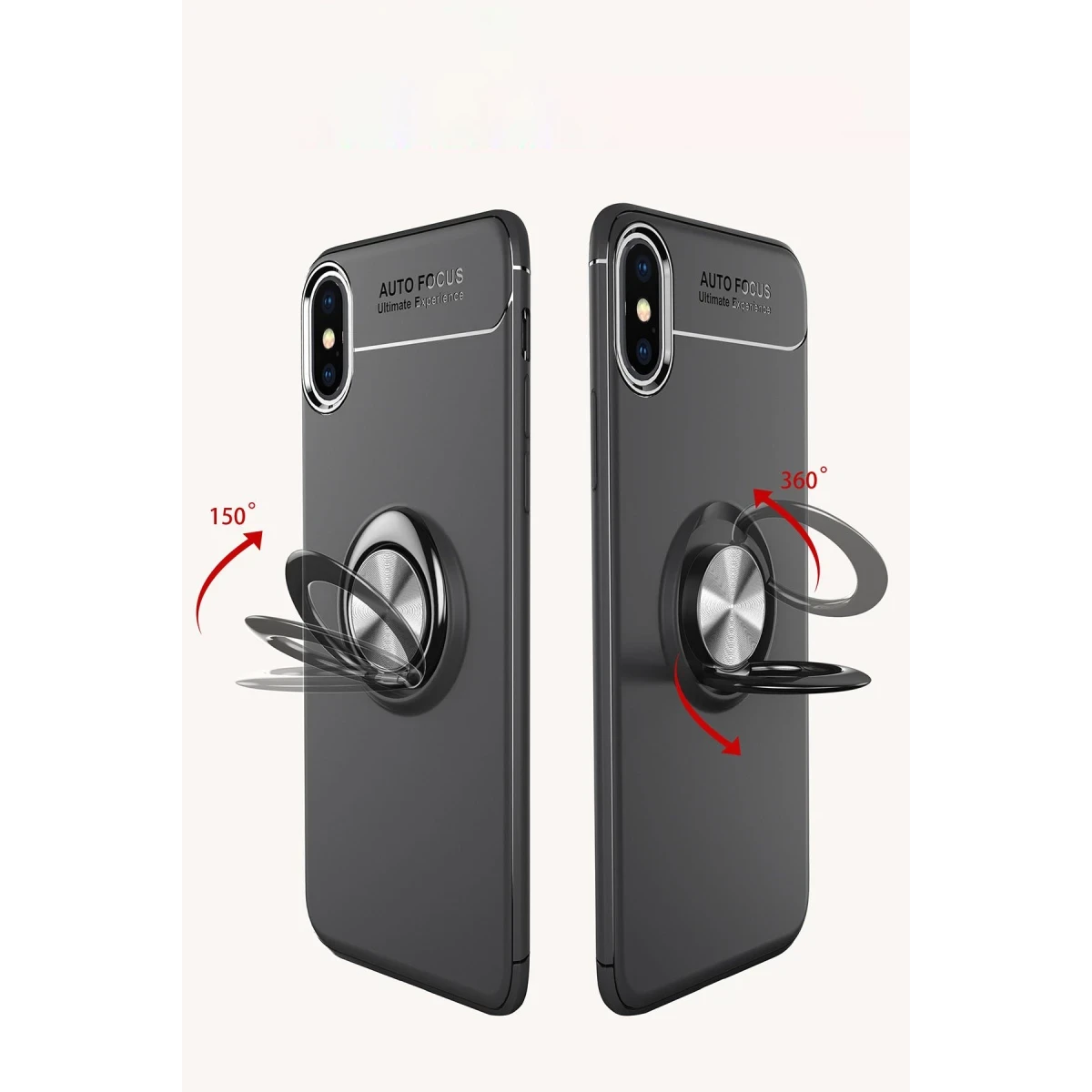 Newface Apple iPhone XS Kılıf Range Yüzüklü Silikon - Siyah-Kırmızı — görsel 12