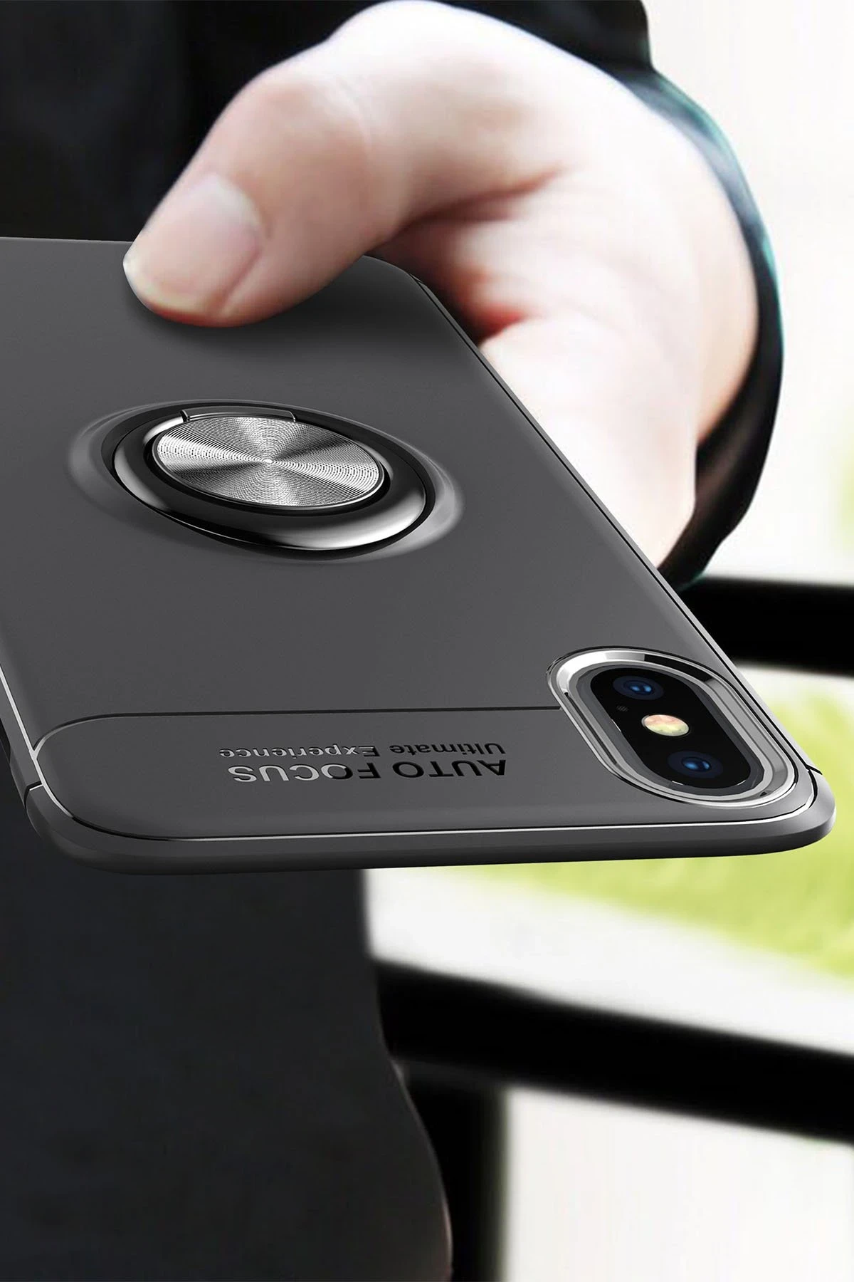 Newface Apple iPhone XS Kılıf Range Yüzüklü Silikon - Siyah-Kırmızı — görsel 5