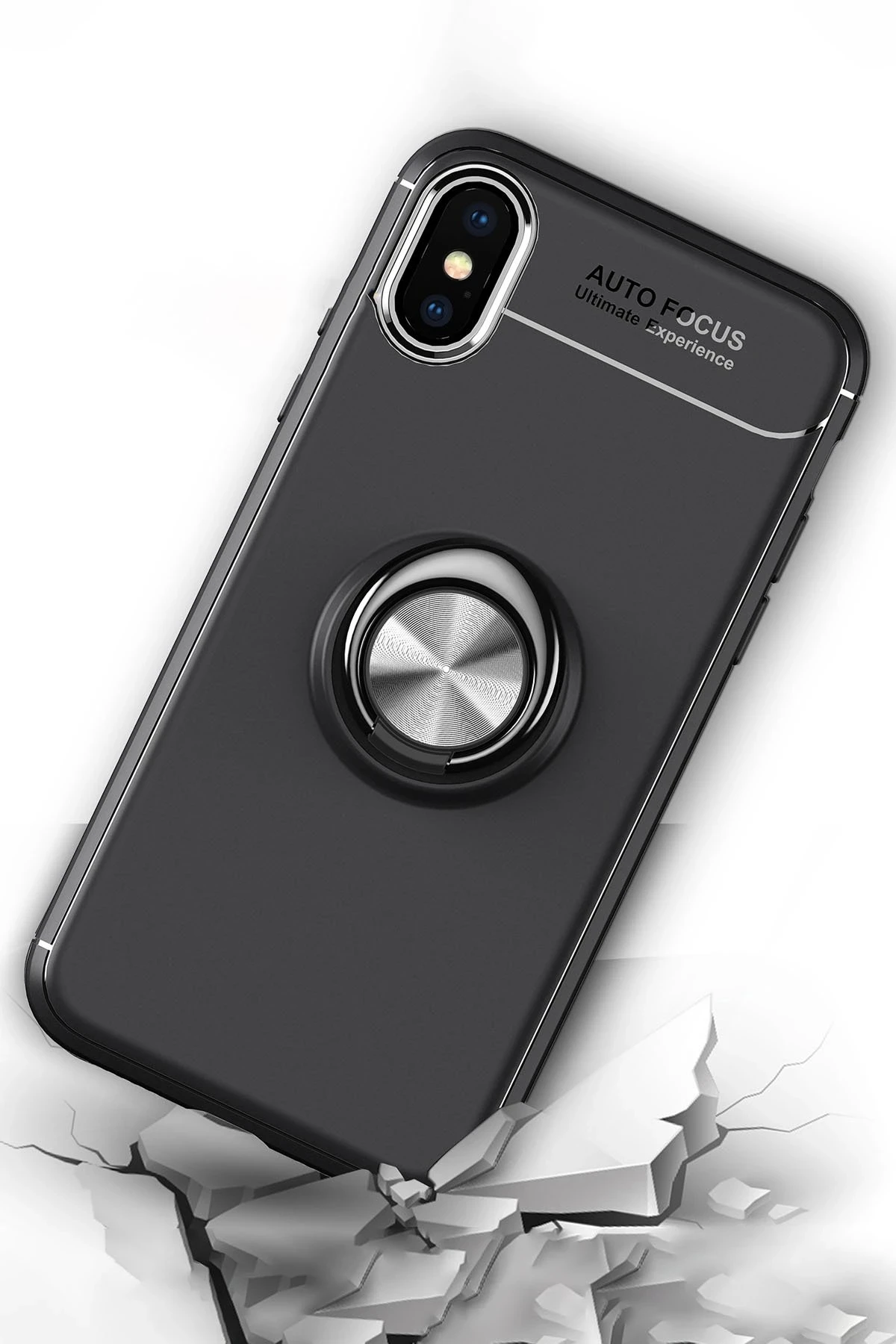 Newface Apple iPhone XS Kılıf Range Yüzüklü Silikon - Siyah-Kırmızı — görsel 8