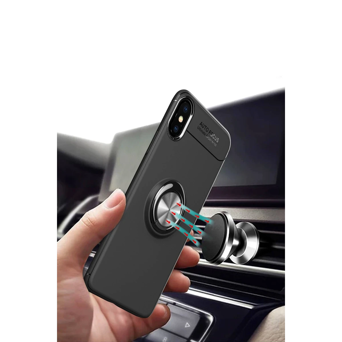 Newface Apple iPhone XS Max Kılıf Range Yüzüklü Silikon - Mavi