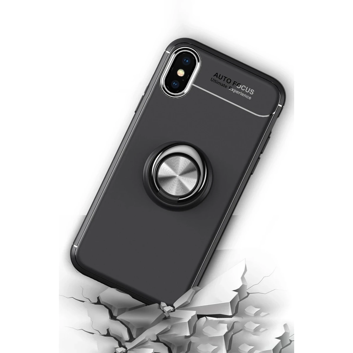 Newface Apple iPhone XS Max Kılıf Range Yüzüklü Silikon - Mavi