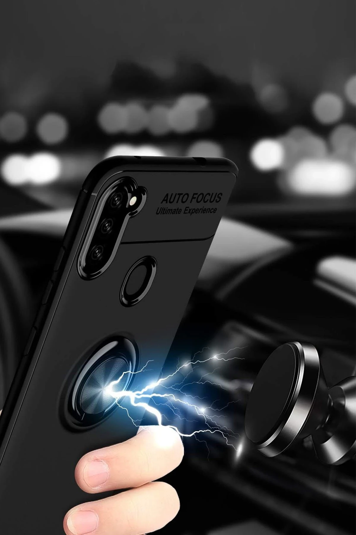 Newface Samsung Galaxy A11 Kılıf Range Yüzüklü Silikon - Siyah-Kırmızı — görsel 5