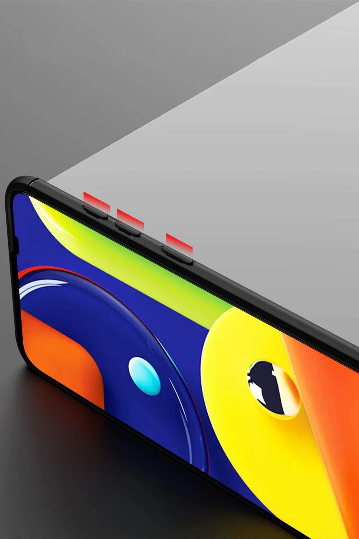 Newface Samsung Galaxy A11 Kılıf Range Yüzüklü Silikon - Siyah-Kırmızı — görsel 9