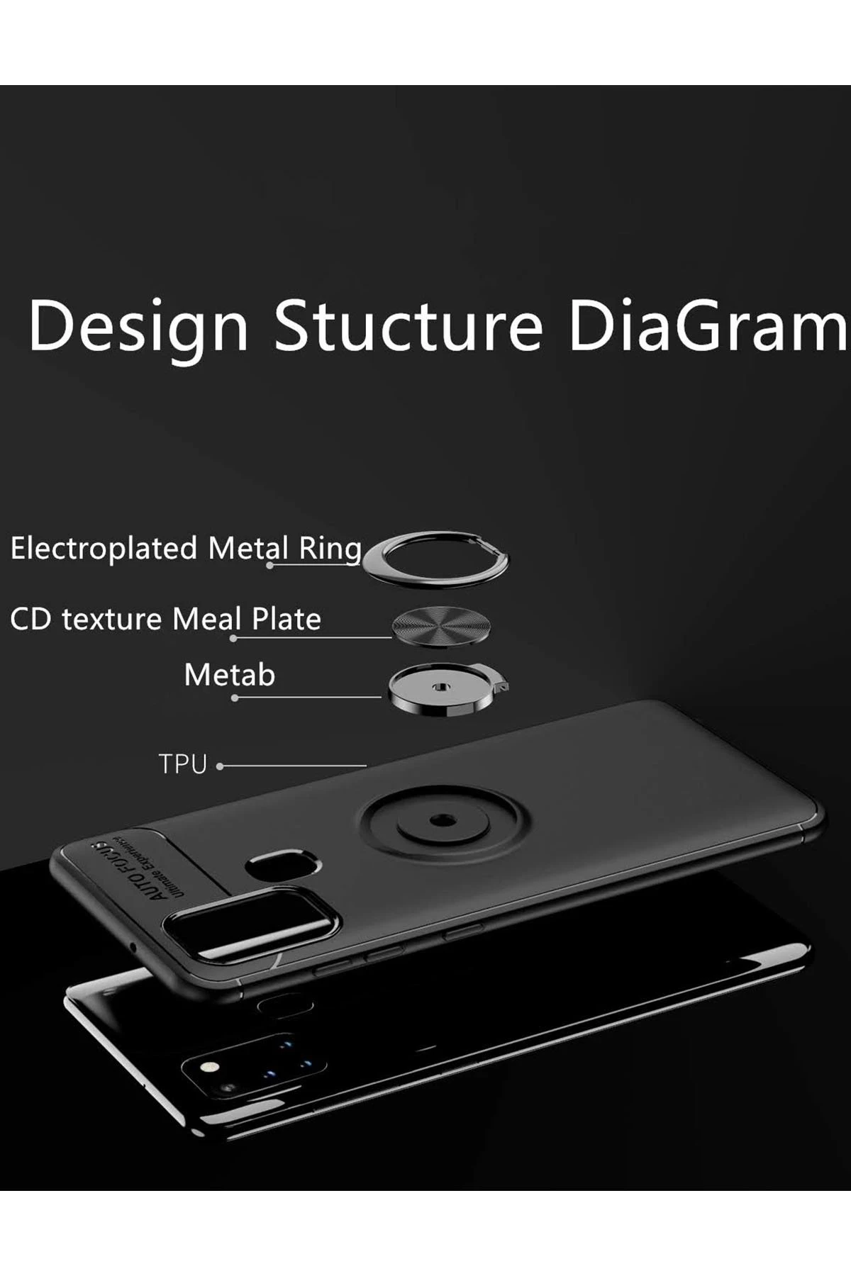 Newface Samsung Galaxy M31 Kılıf Range Yüzüklü Silikon - Siyah — görsel 3