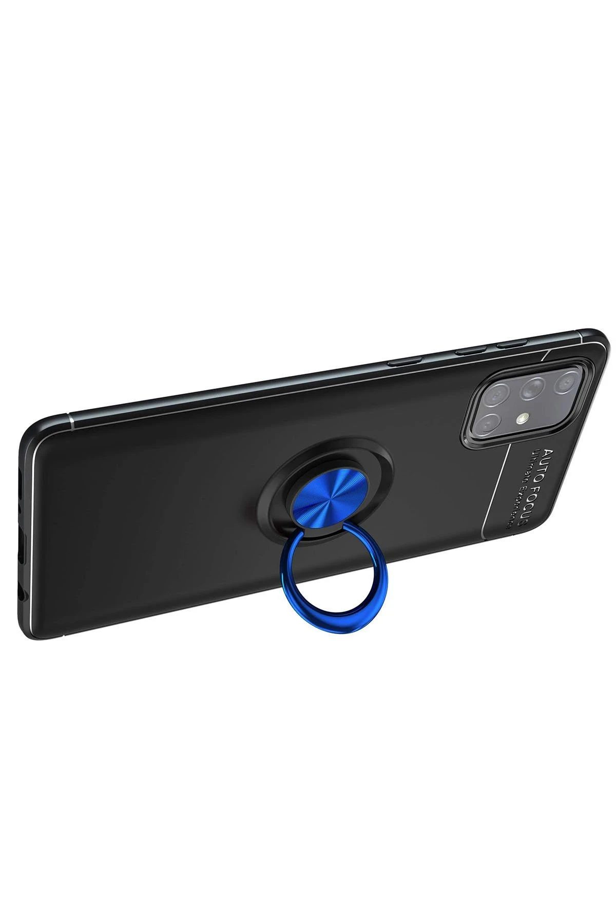 Newface Samsung Galaxy A71 Kılıf Range Yüzüklü Silikon - Siyah-Mavi — görsel 2
