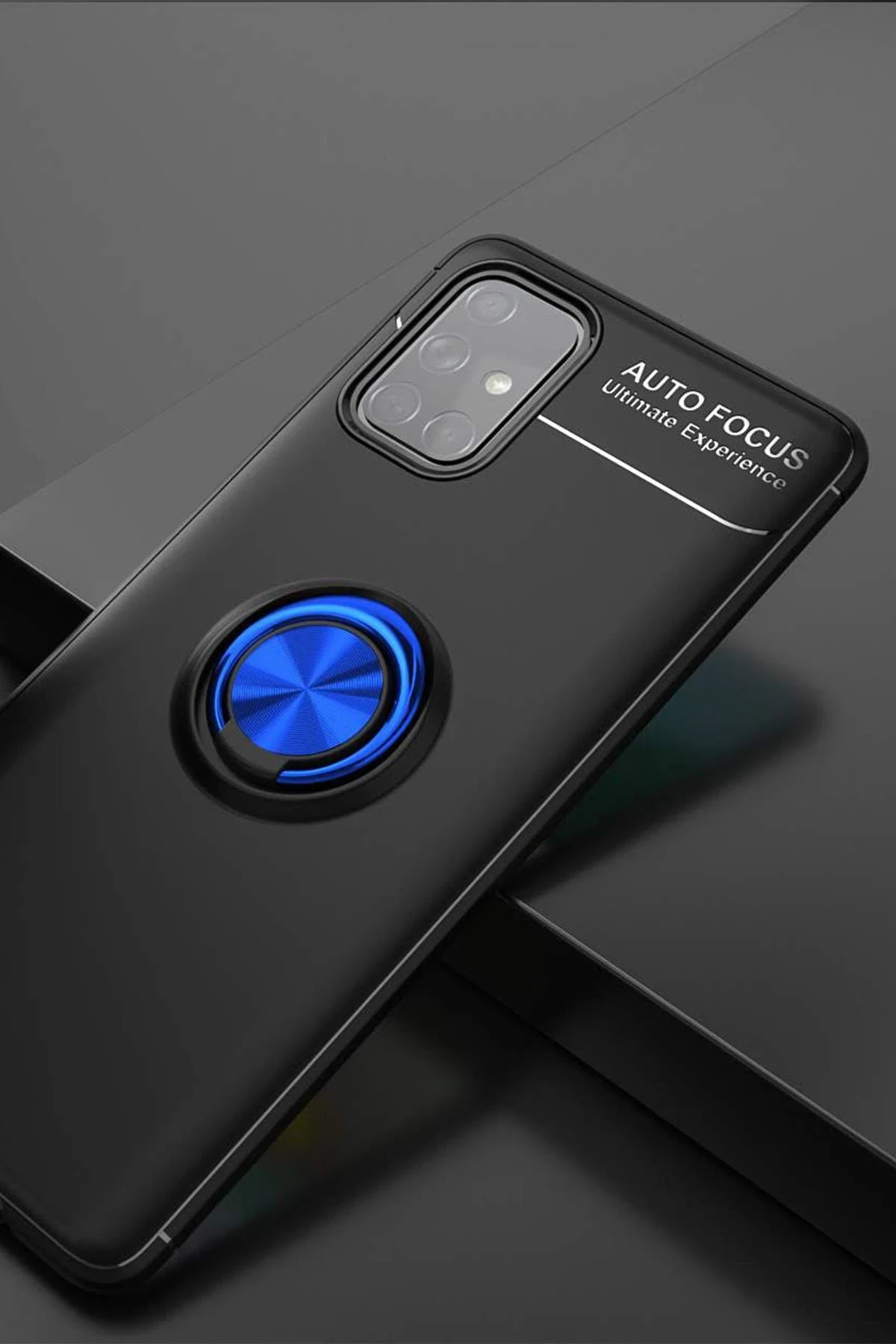 Newface Samsung Galaxy A71 Kılıf Range Yüzüklü Silikon - Siyah-Mavi — görsel 3