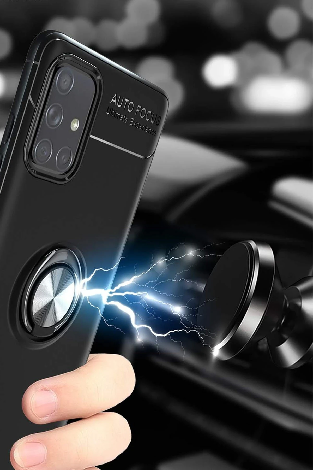 Newface Samsung Galaxy A71 Kılıf Range Yüzüklü Silikon - Siyah-Mavi — görsel 4