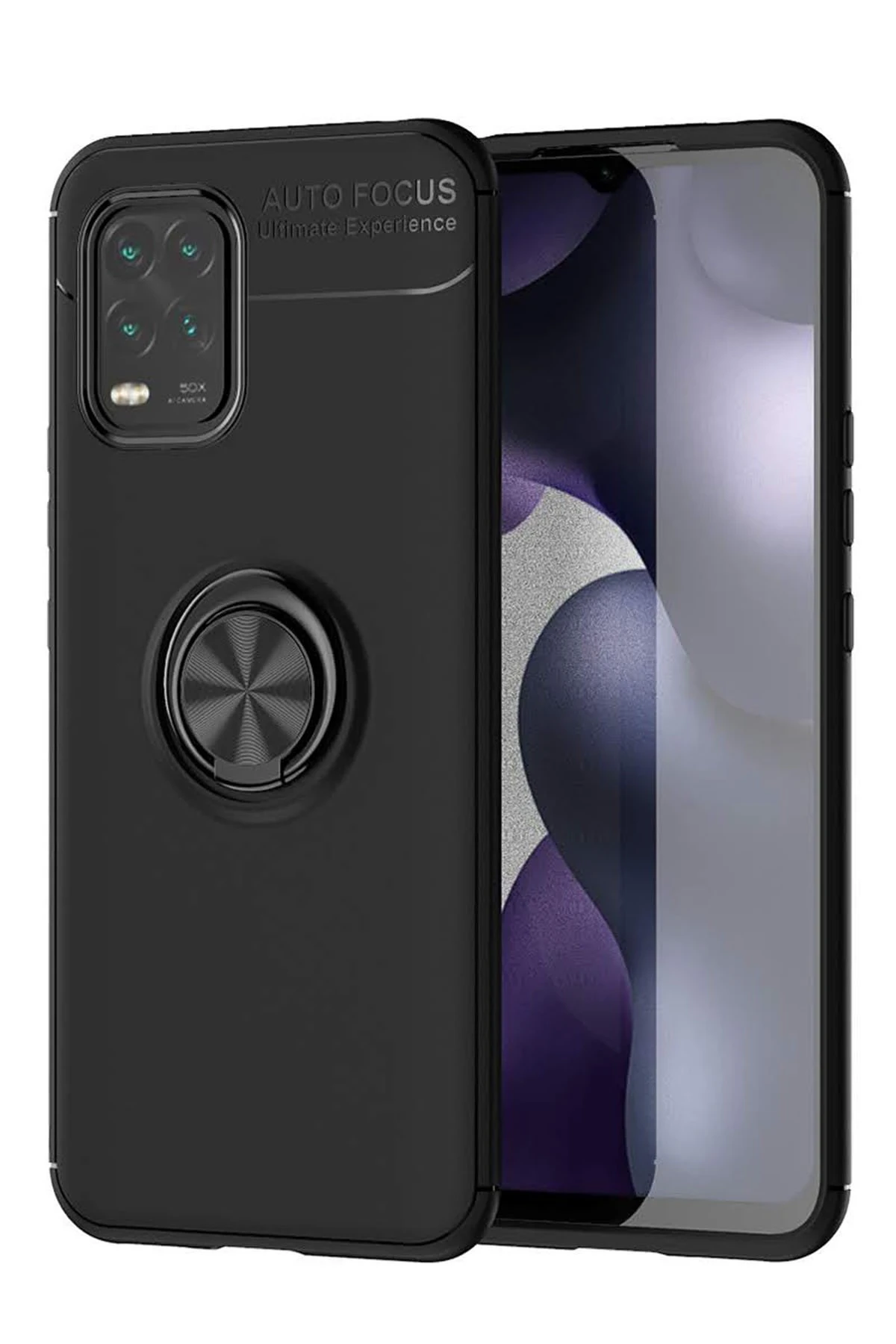 Newface Xiaomi Mi 10 Lite Kılıf Range Yüzüklü Silikon - Siyah
