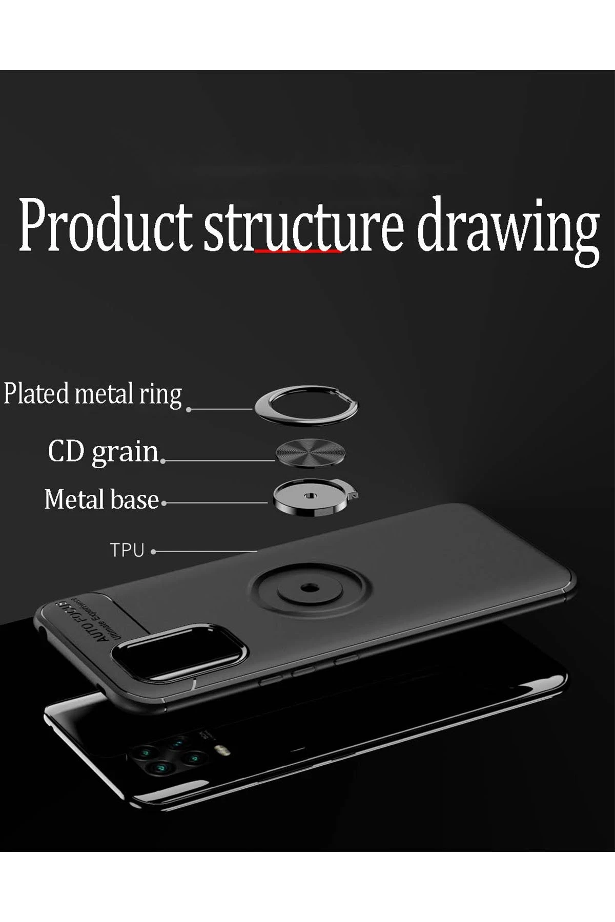 Newface Xiaomi Mi 10 Lite Kılıf Range Yüzüklü Silikon - Siyah — görsel 3