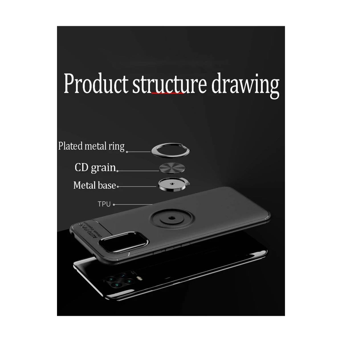 Newface Xiaomi Mi 10 Lite Kılıf Range Yüzüklü Silikon - Siyah — görsel 12