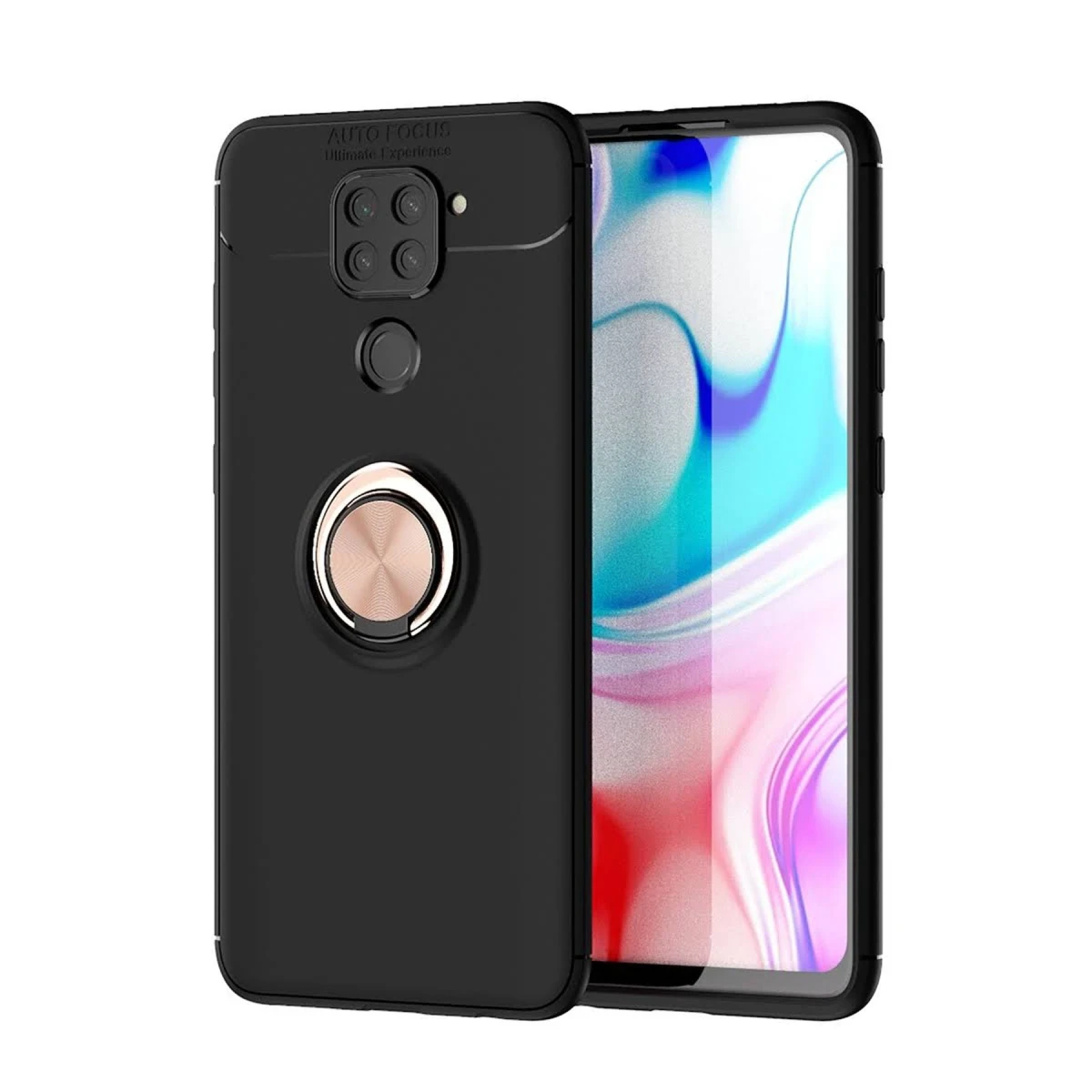 Newface Xiaomi Redmi Note 9 Kılıf Range Yüzüklü Silikon - Siyah-Gold — görsel 6
