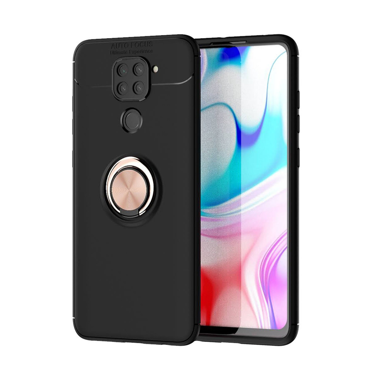 Newface Xiaomi Redmi Note 9 Kılıf Range Yüzüklü Silikon - Siyah-Gold — görsel 11