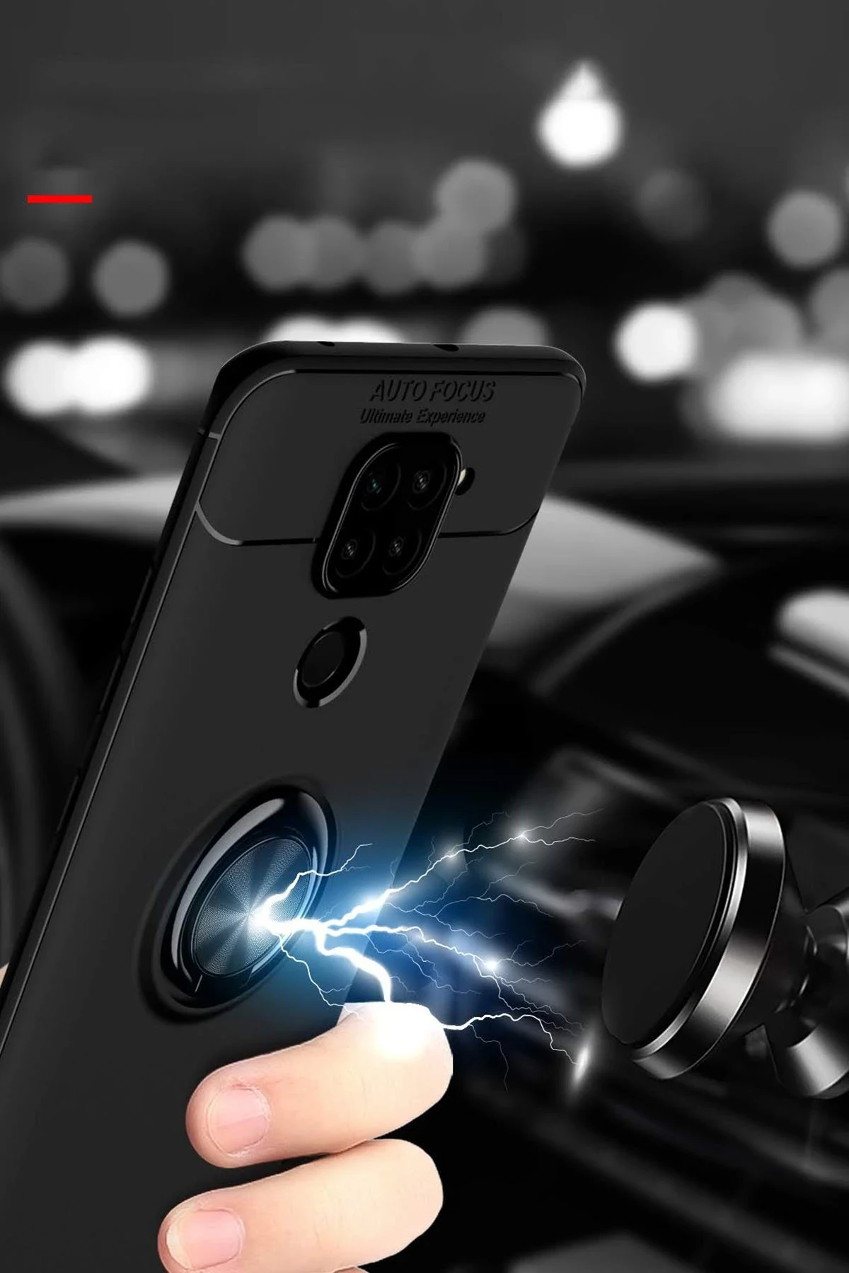 Newface Xiaomi Redmi Note 9 Kılıf Range Yüzüklü Silikon - Siyah-Gold — görsel 3