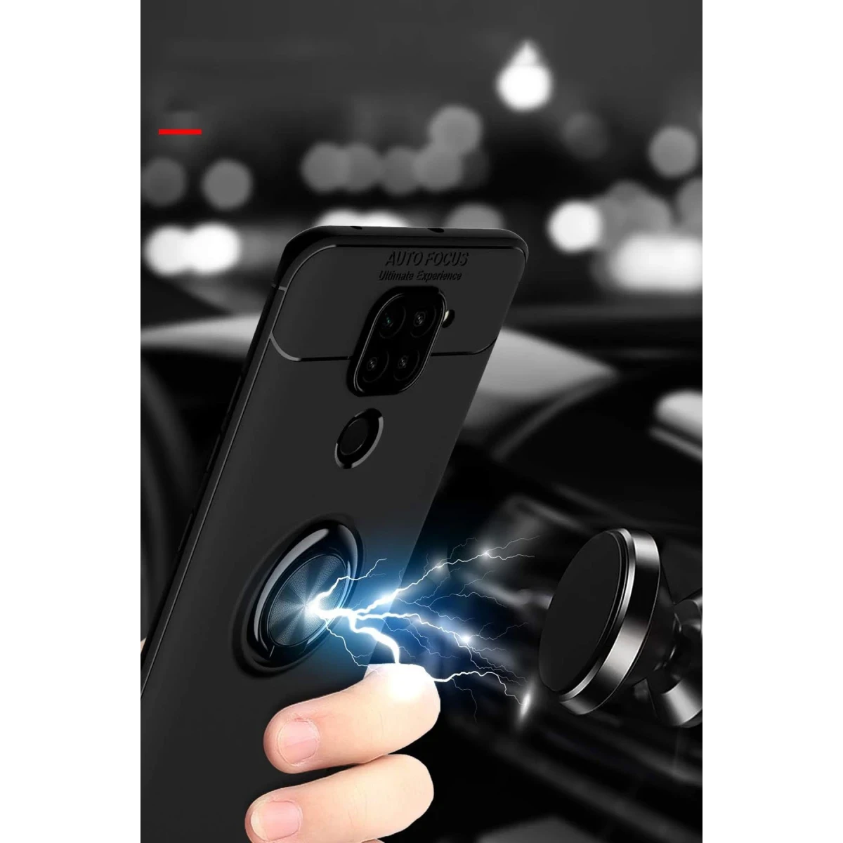 Newface Xiaomi Redmi Note 9 Kılıf Range Yüzüklü Silikon - Siyah-Gold — görsel 8
