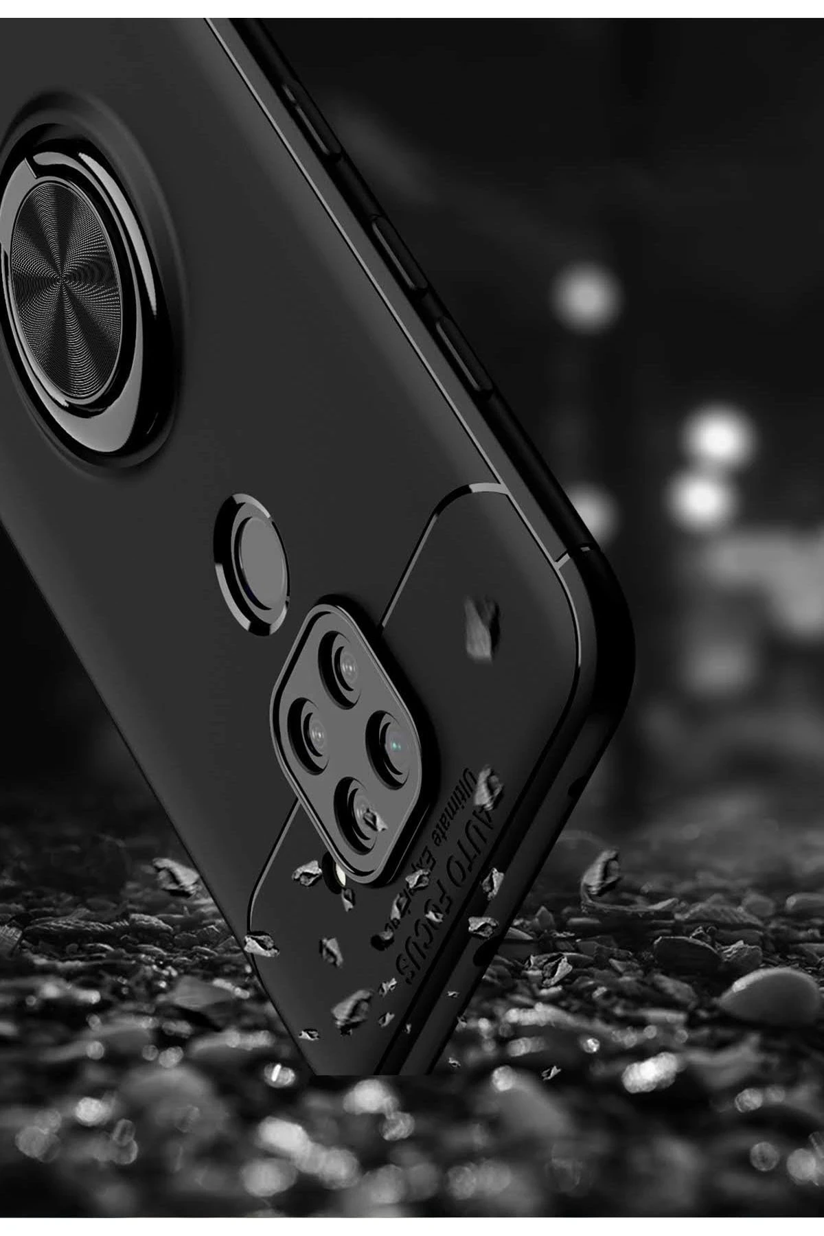 Newface Xiaomi Redmi Note 9 Kılıf Range Yüzüklü Silikon - Siyah-Gold — görsel 4