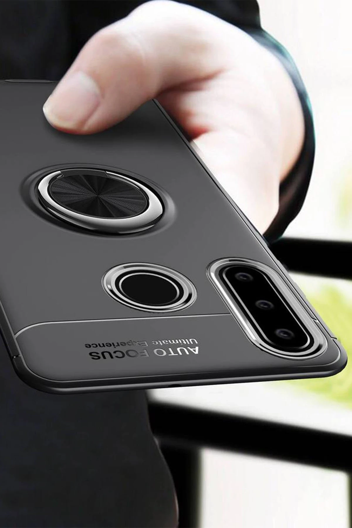 Newface Huawei Y6P Kılıf Range Yüzüklü Silikon - Siyah-Mavi