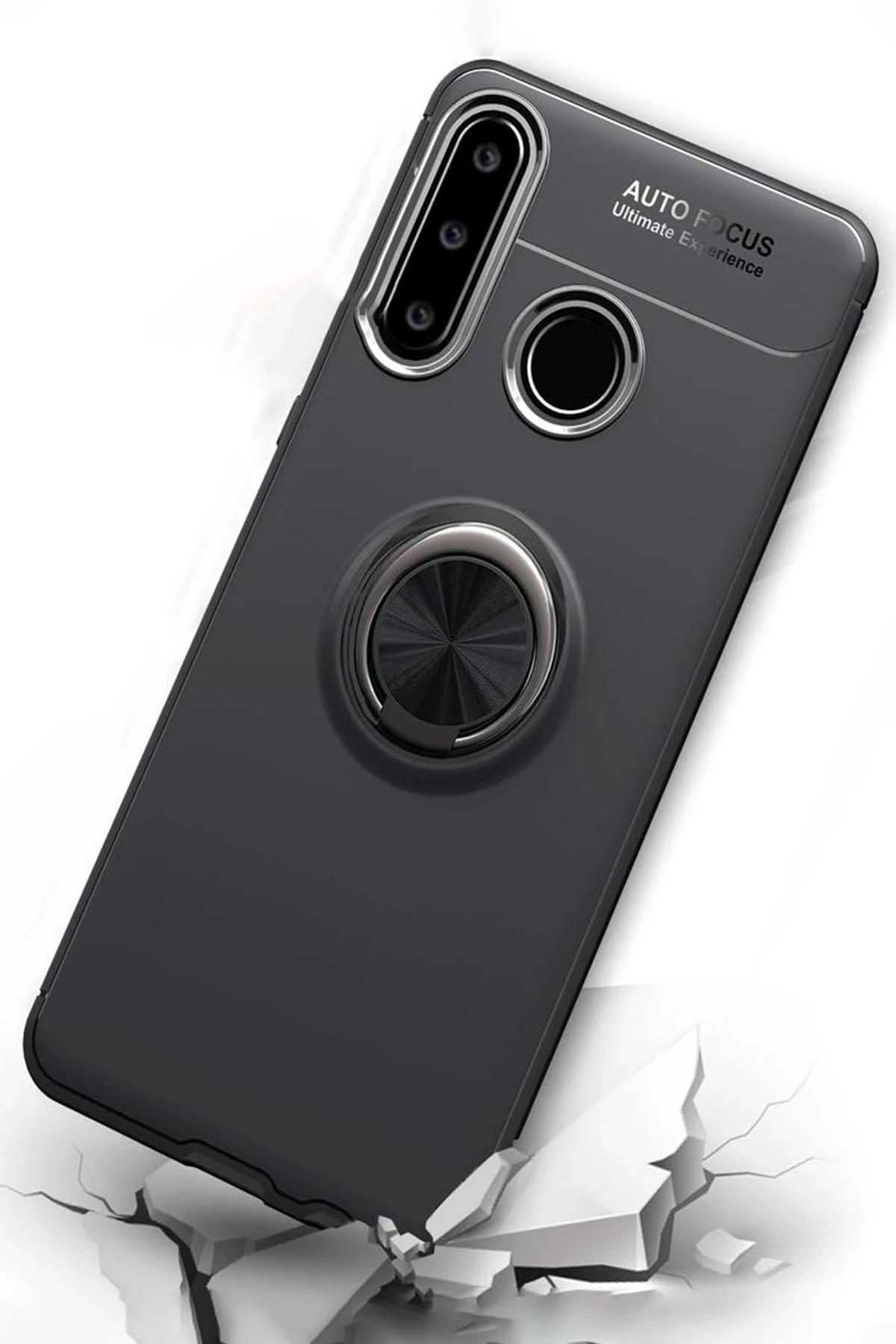 Newface Huawei Y6P Kılıf Range Yüzüklü Silikon - Siyah-Mavi
