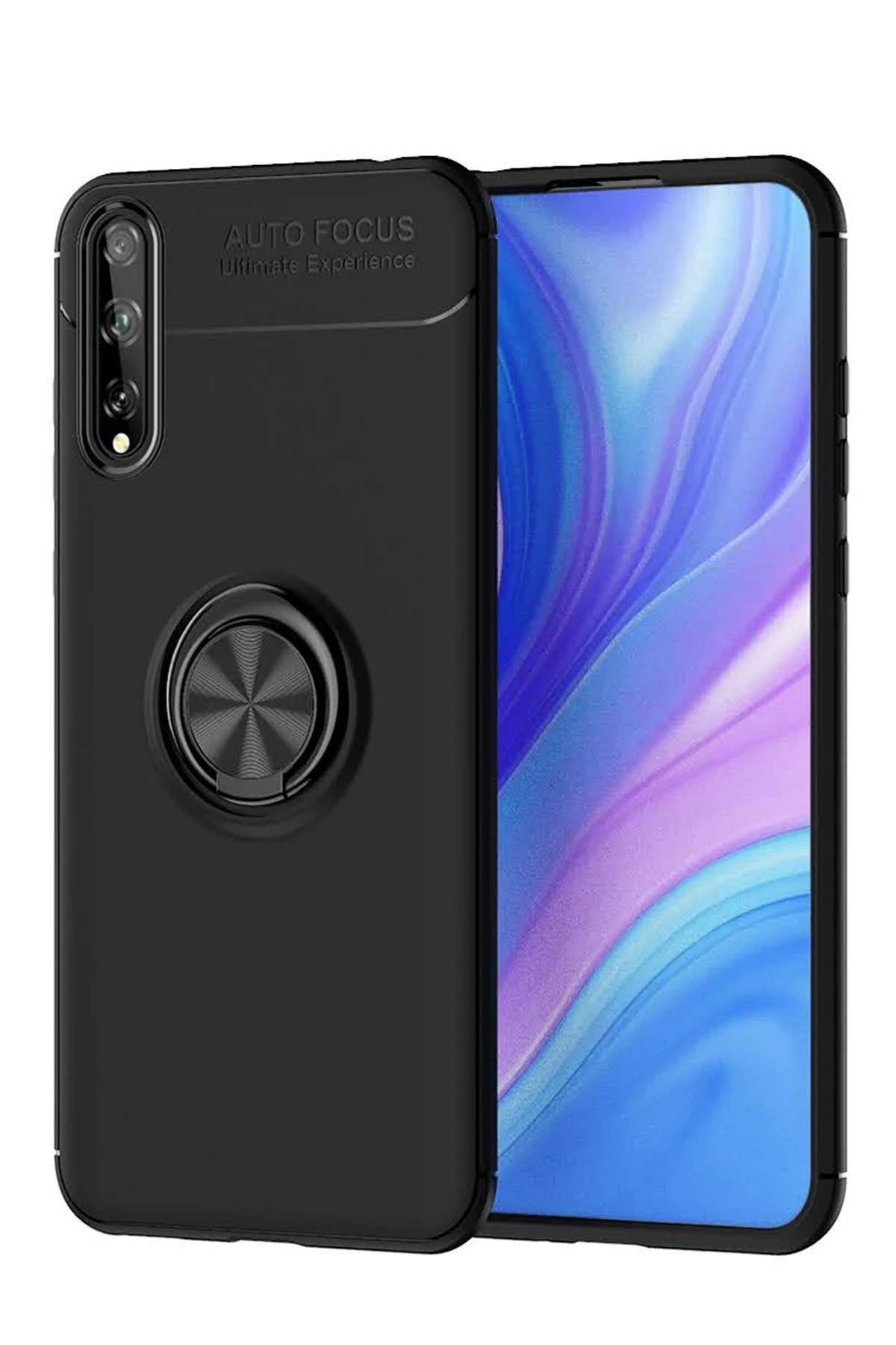 Newface Huawei P Smart S Kılıf Range Yüzüklü Silikon - Siyah