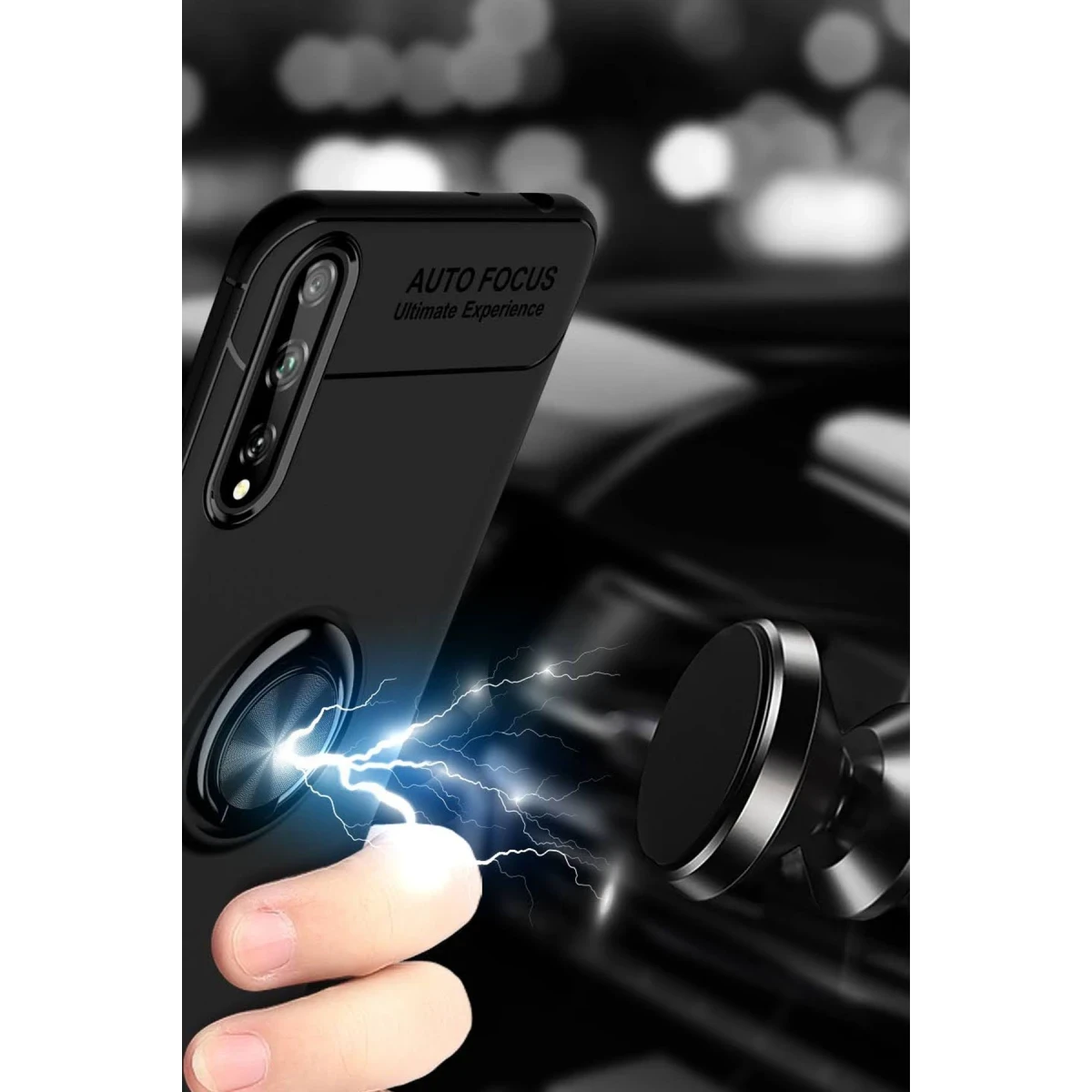 Newface Huawei P Smart S Kılıf Range Yüzüklü Silikon - Siyah — görsel 12