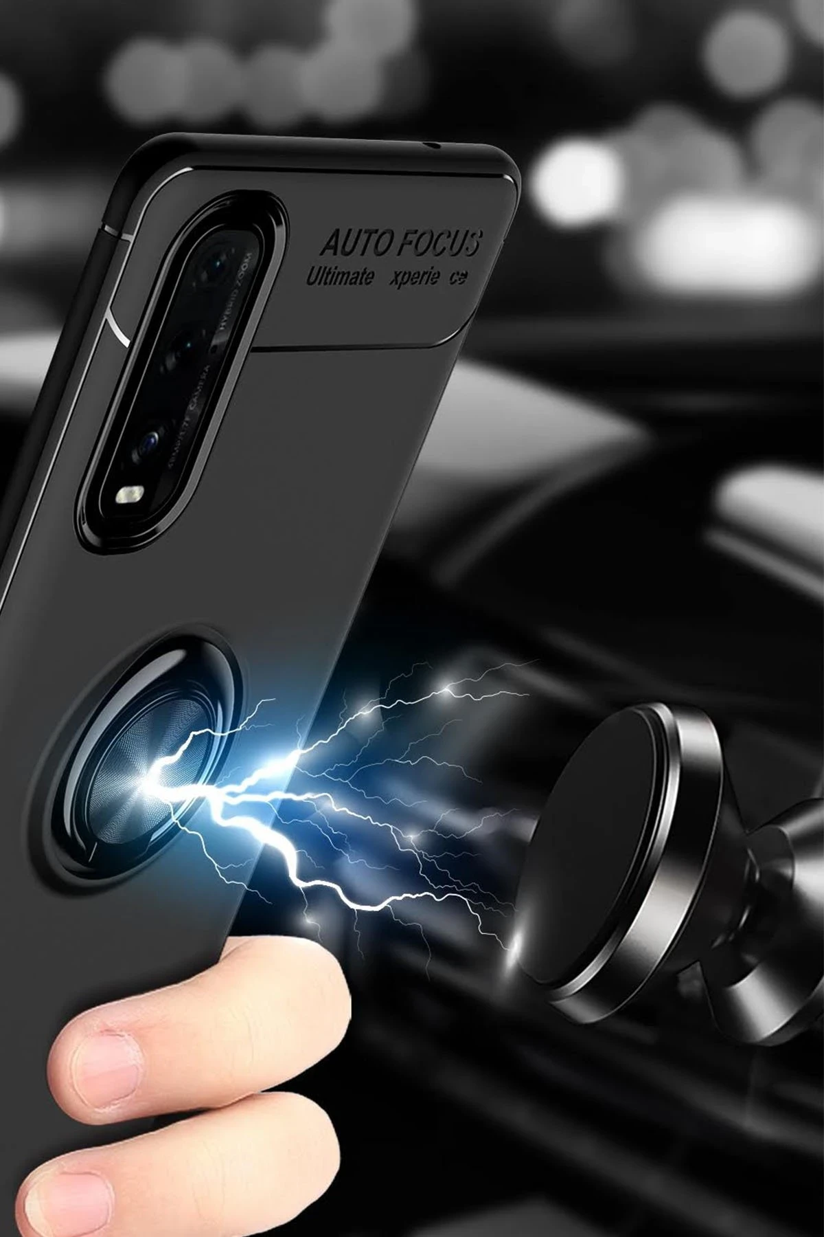 Newface Oppo Find X2 Kılıf Range Yüzüklü Silikon - Siyah-Mavi