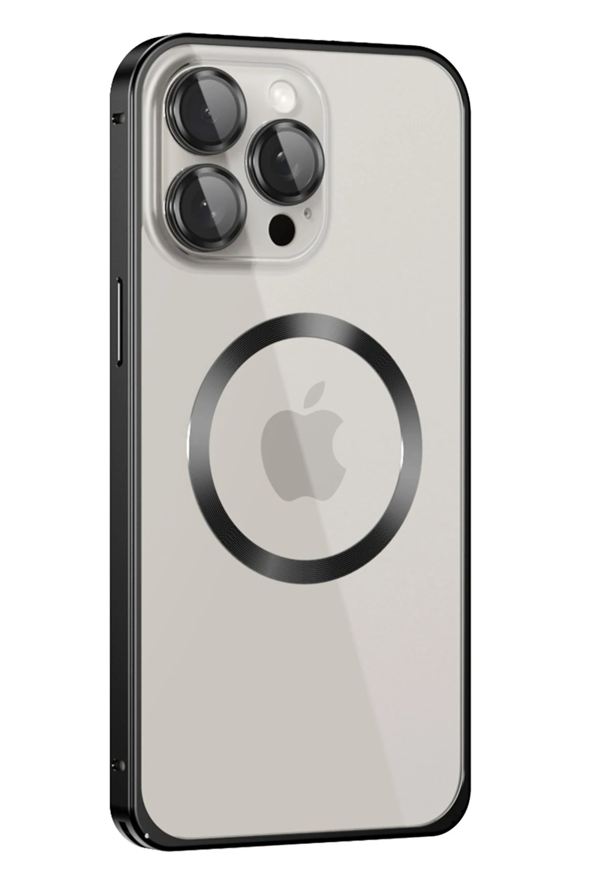 Joko iPhone 15 Pro Max Kılıf Metal Bumper Magneticsafe Kapak - Siyah