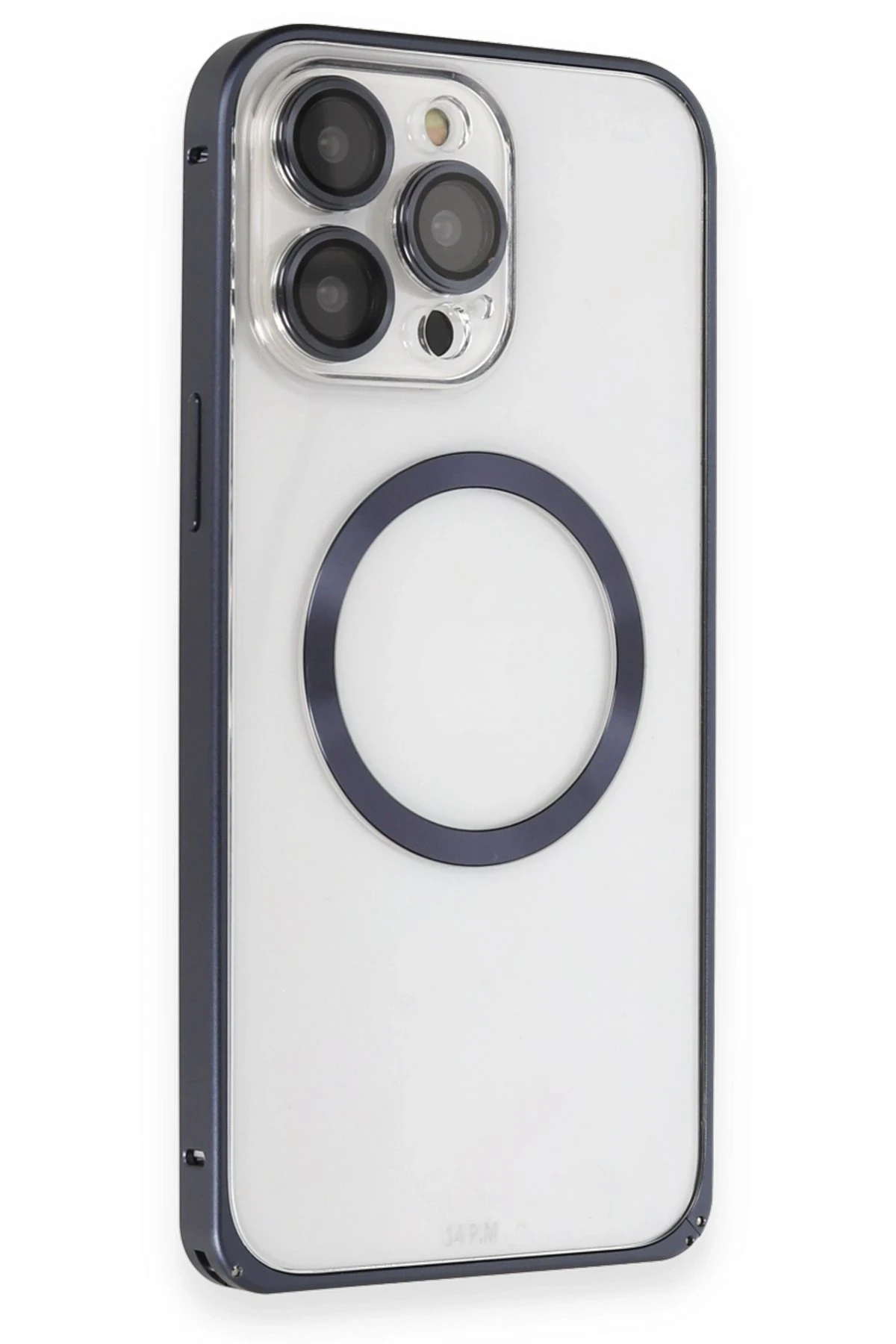 Joko iPhone 15 Pro Max Kılıf Metal Bumper Magneticsafe Kapak - Lacivert