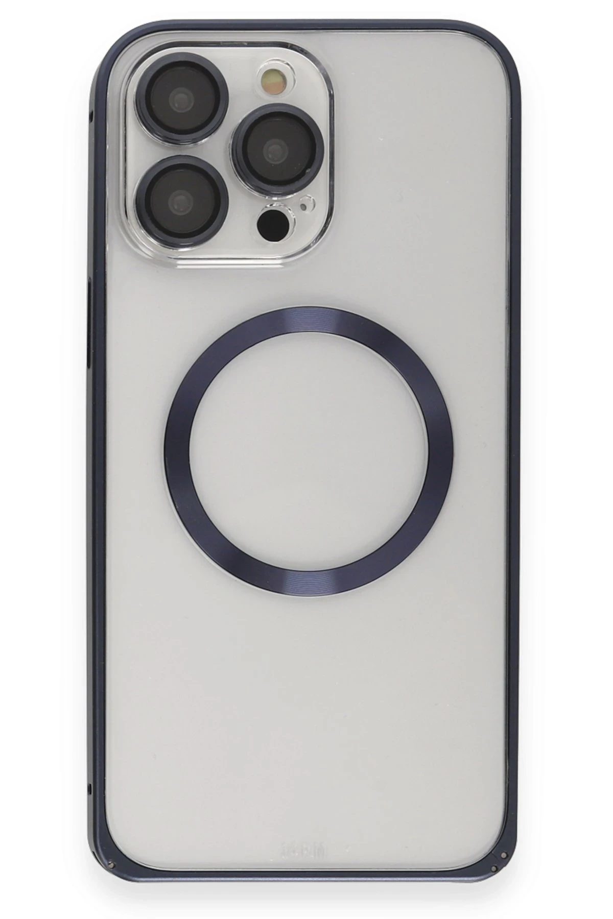 Joko iPhone 15 Pro Max Kılıf Metal Bumper Magneticsafe Kapak - Lacivert