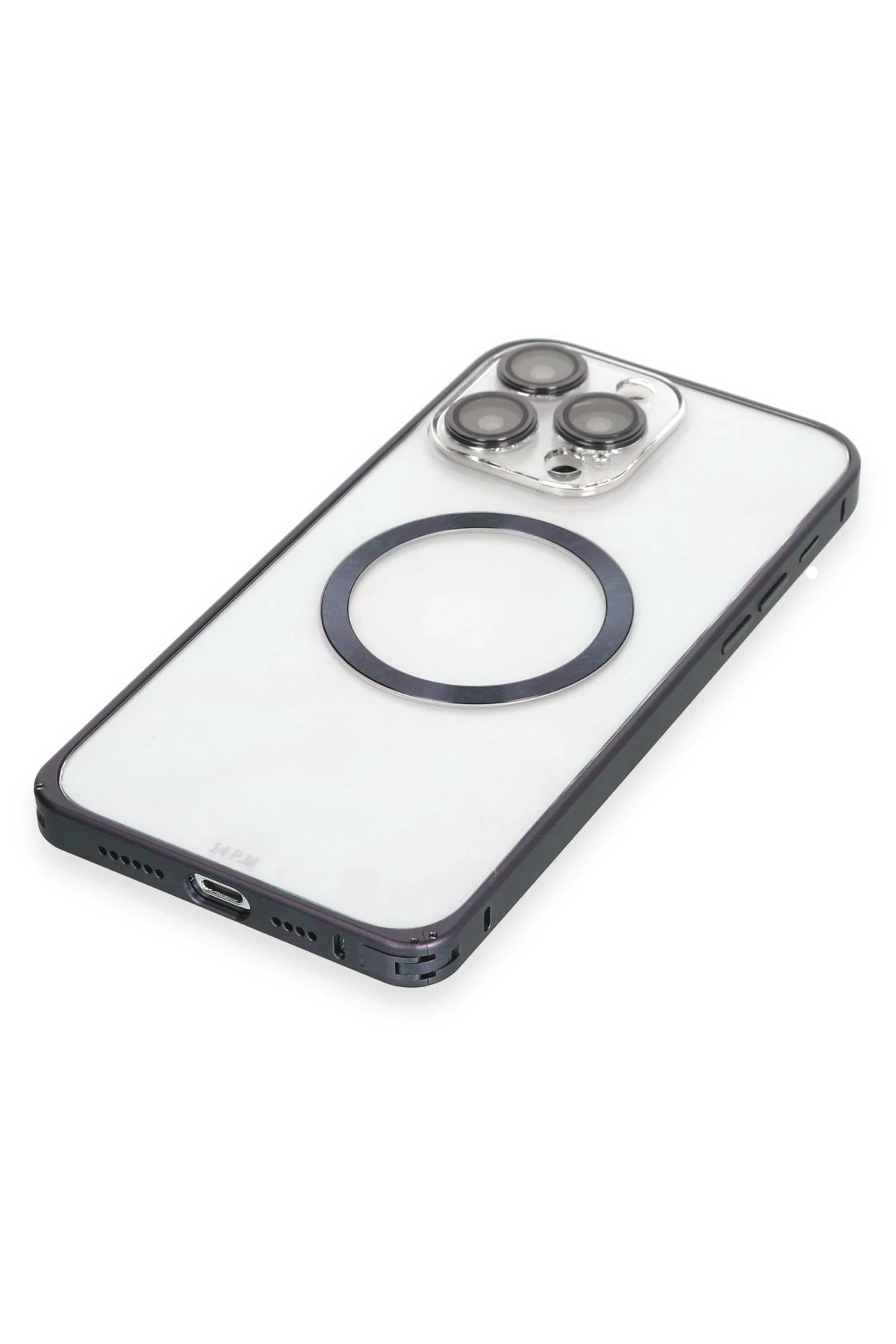 Joko iPhone 15 Pro Max Kılıf Metal Bumper Magneticsafe Kapak - Lacivert
